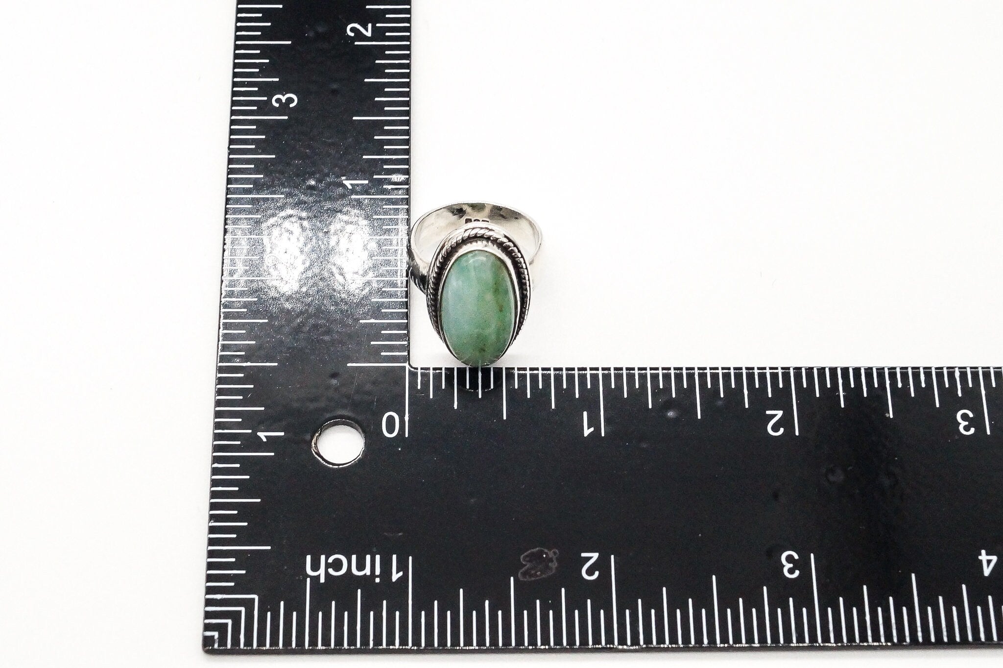 Vintage Blue Green Gemstone Modernist Sterling Silver Ring - Size 5.75