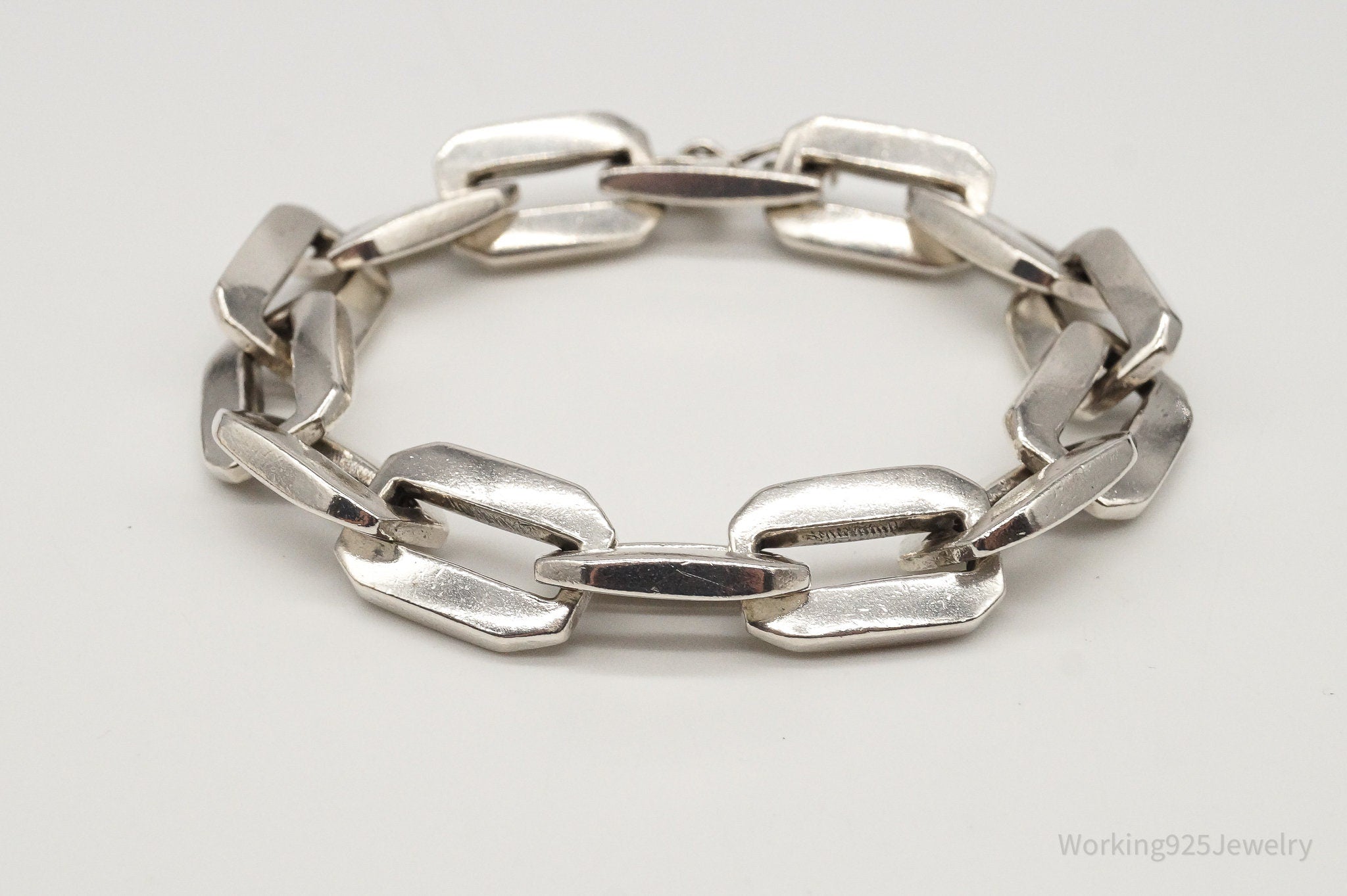 Vintage Egyptian Chain Link Silver Bracelet