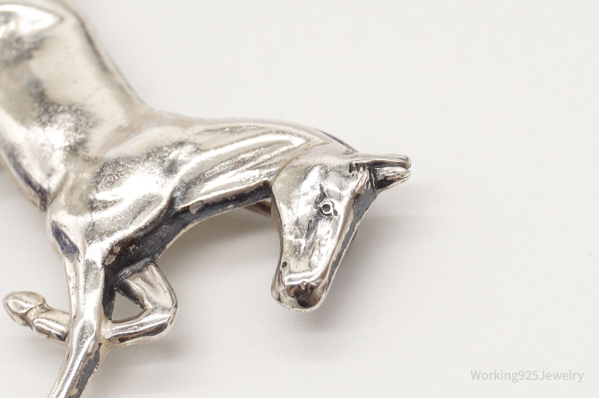 Antique Horse Sterling Silver Brooch Pin