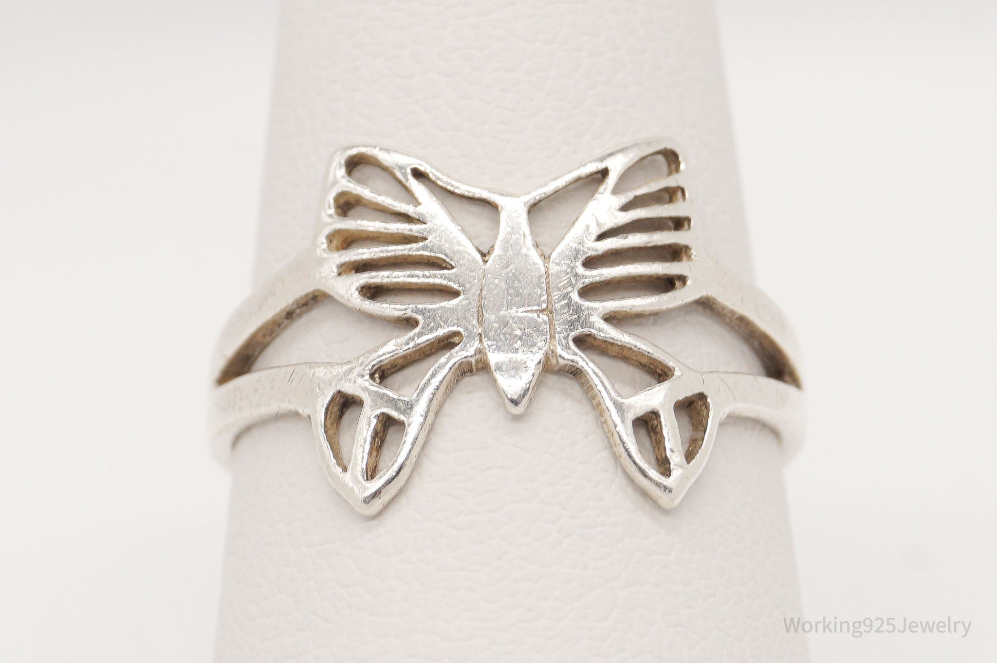 Vintage Butterfly Moth Sterling Silver Ring - Size 7.5