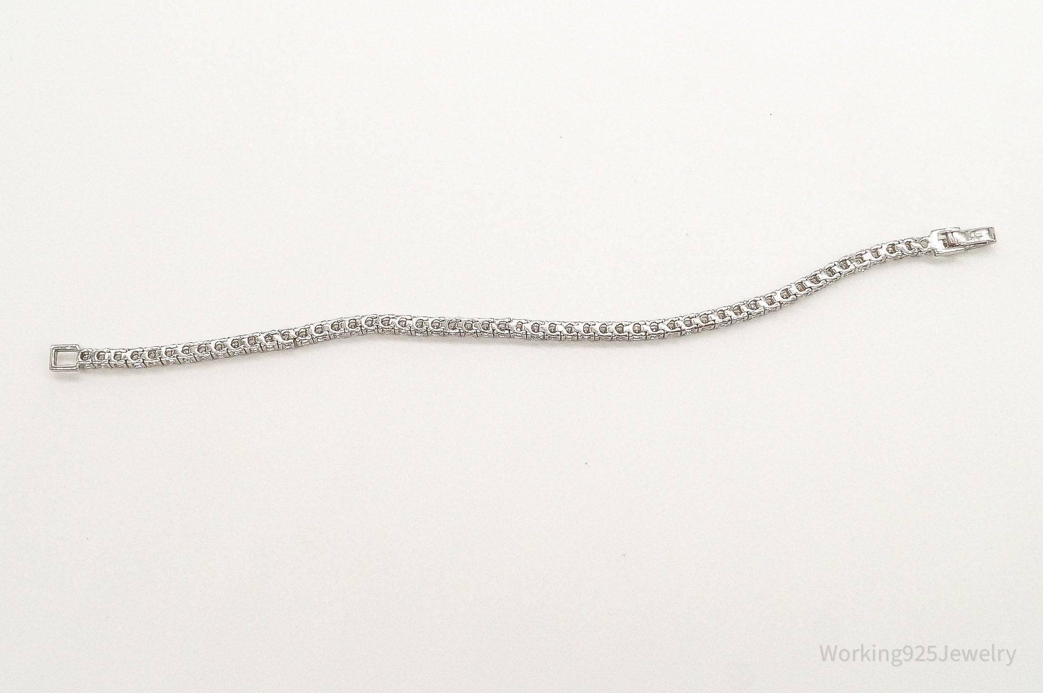 Vintage Cubic Zirconia Sterling Silver Tennis Bracelet