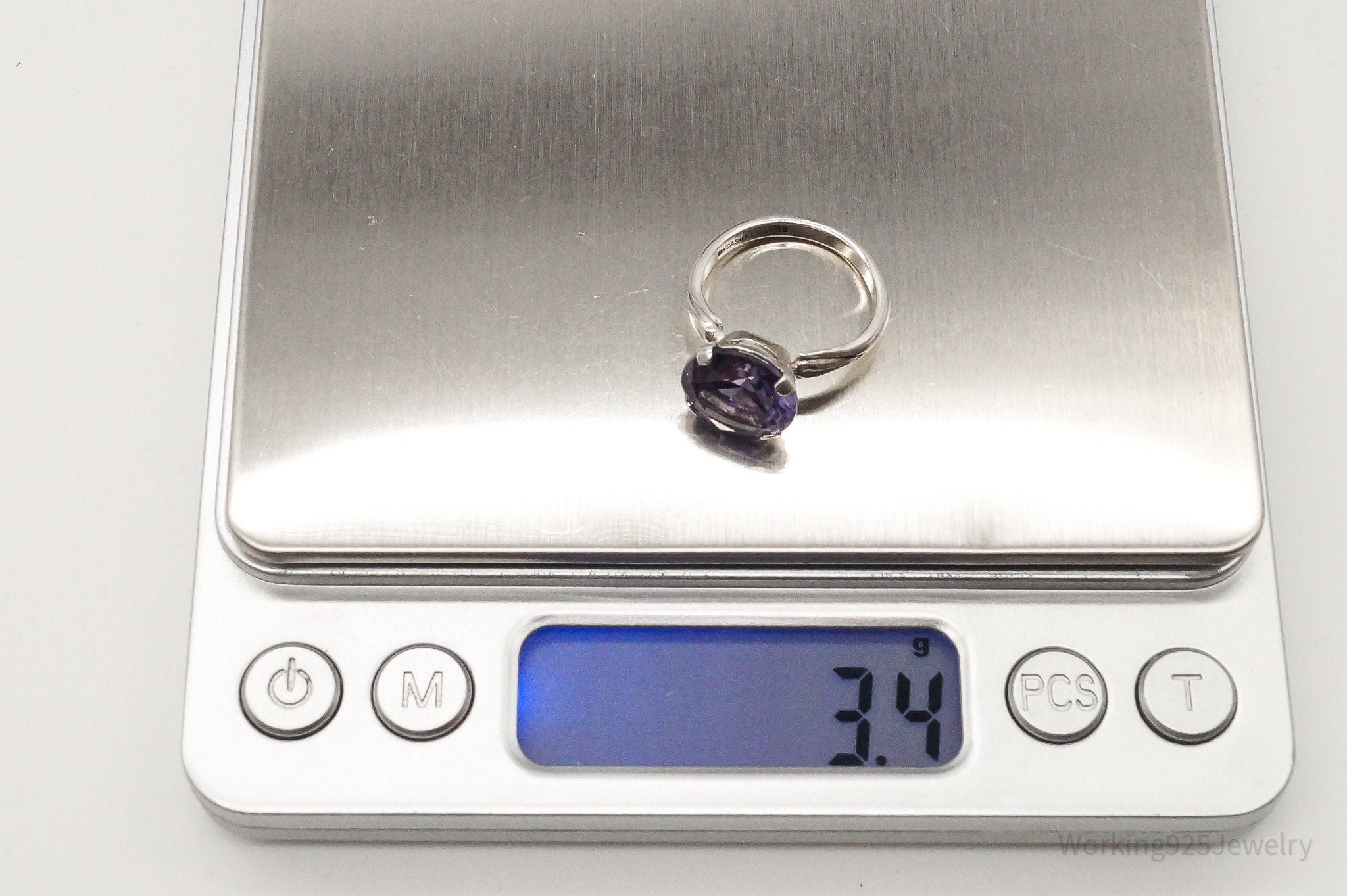 Uncas MFG Co Lab-created Color Changing Sapphire Sterling Silver Ring- Size 6.25