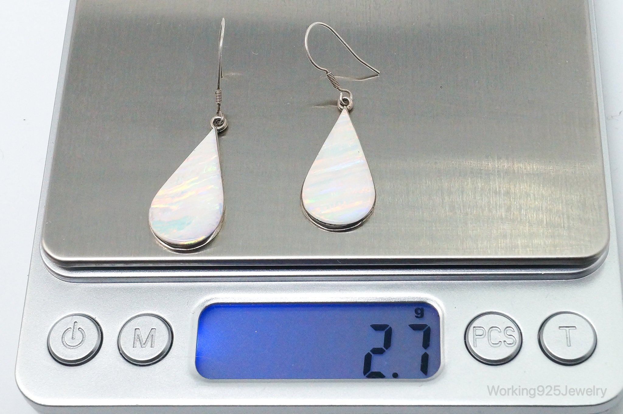 Vintage Handmade Mexico Opal Sterling Silver Southwestern Style Earrings