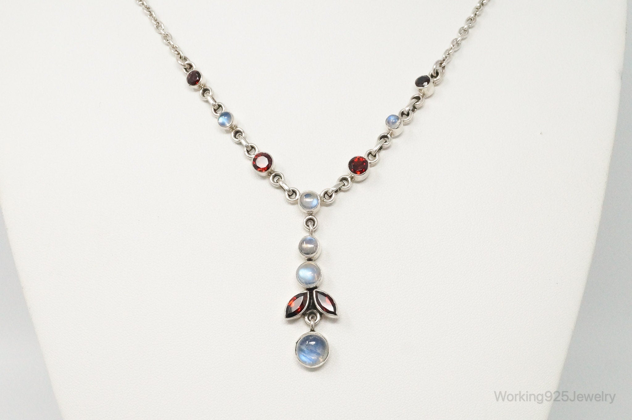 Designer Nicky Butler Moonstone Garnet Sterling Silver Necklace