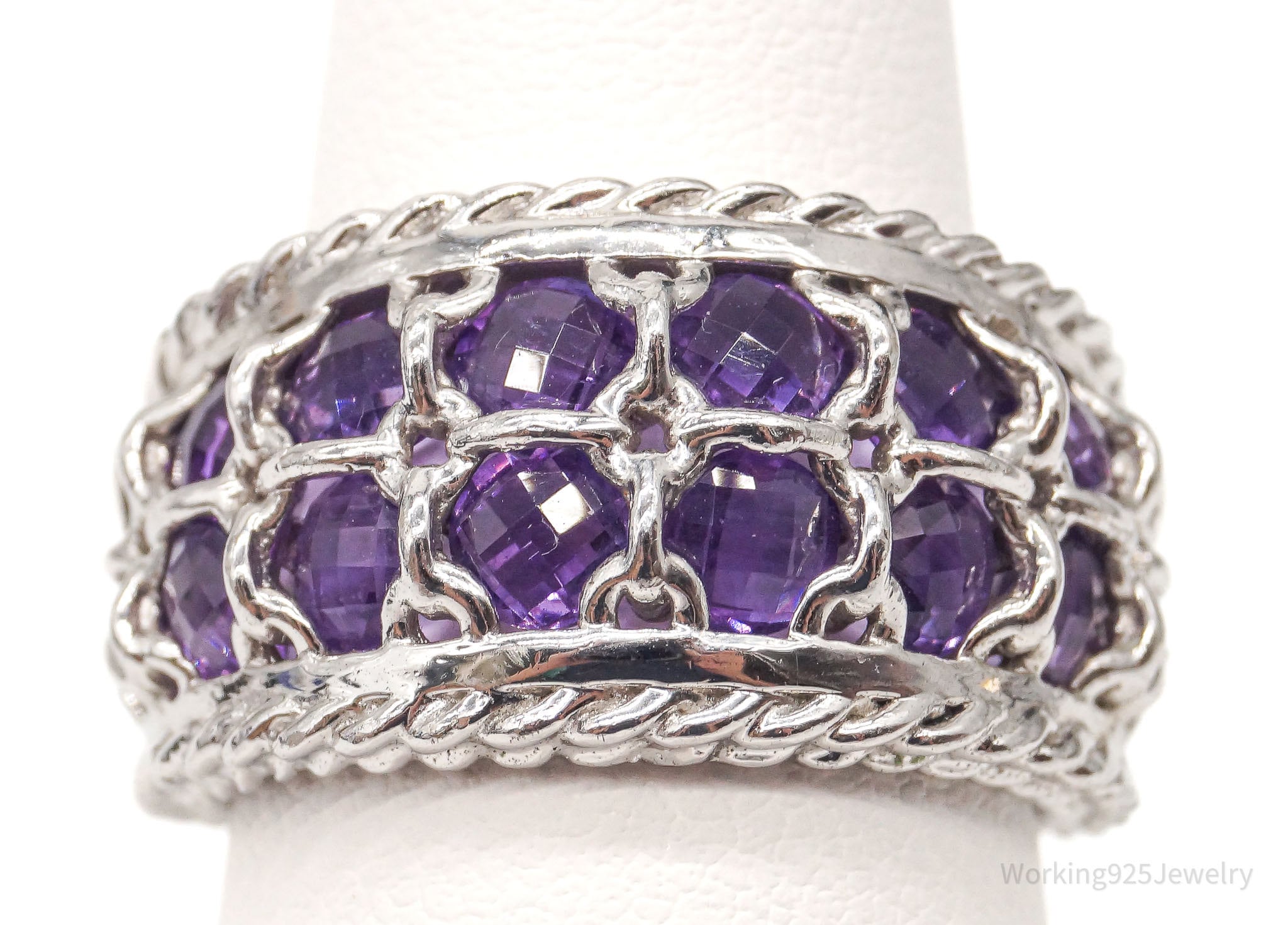 Vintage Designer Ateller Amethyst Sterling Silver Ring - Size 7.75