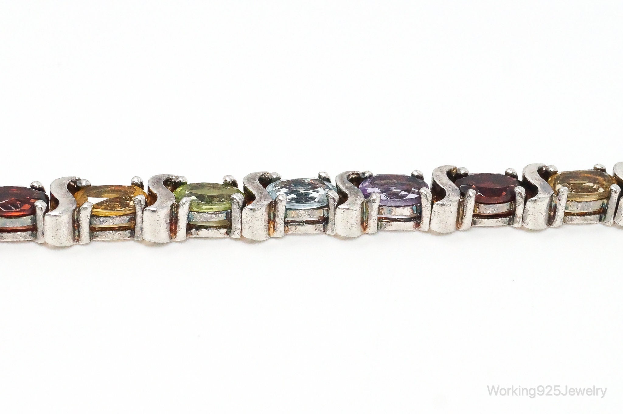 Vintage Designer Multi Gem Sterling Silver Bracelet