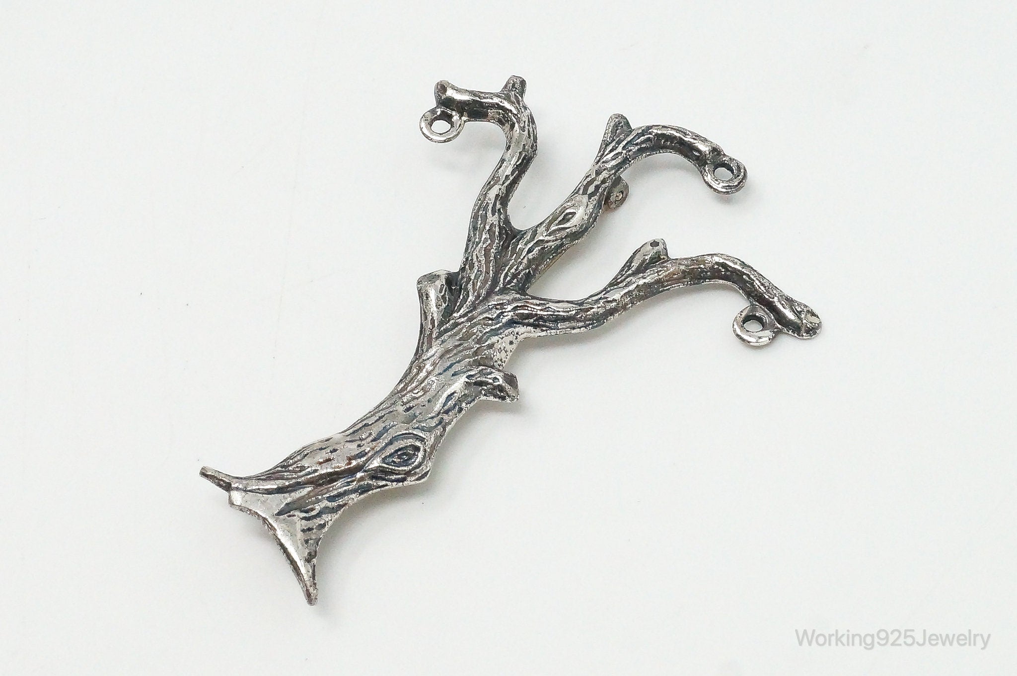 Rare Vintage Designer Concraft Charm Tree Sterling Silver Brooch Pin