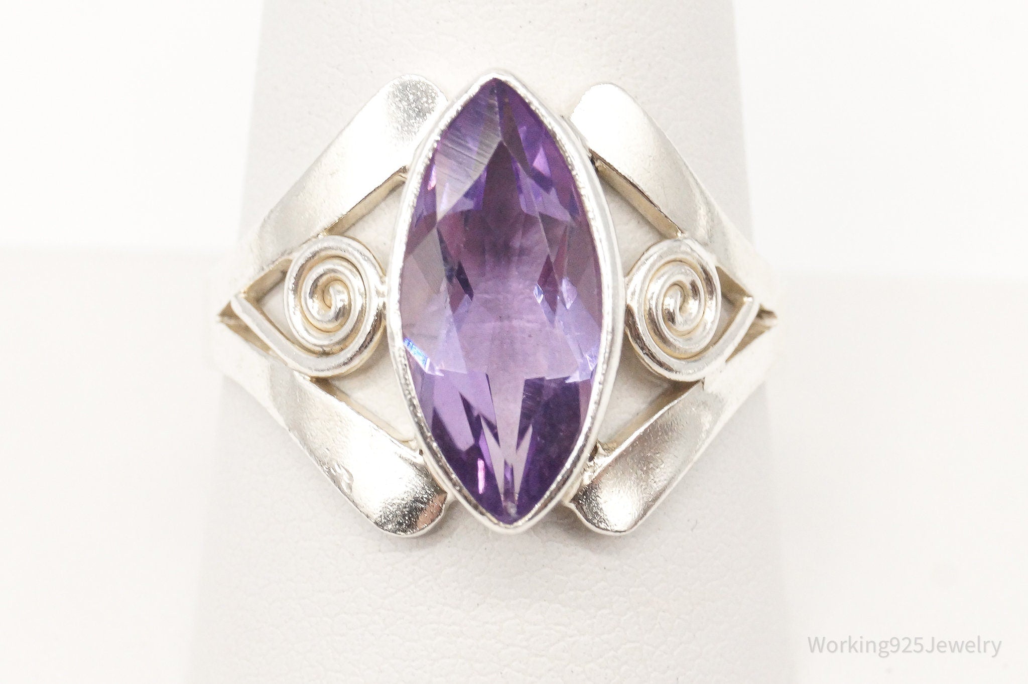 Vintage Designer Sajen Amethyst Sterling Silver Ring - Size 10