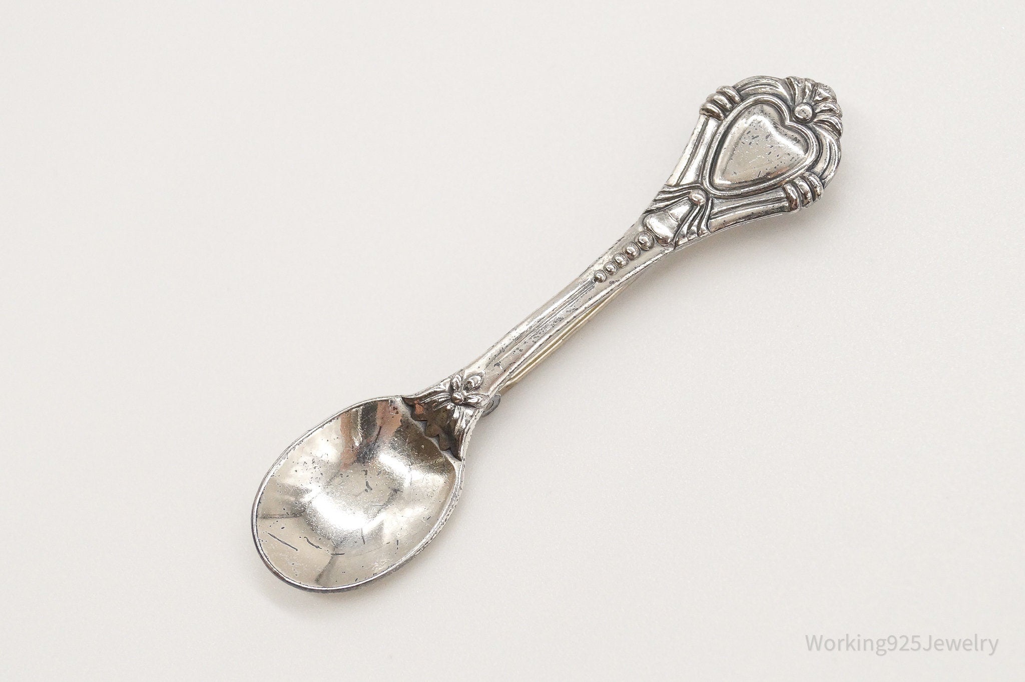 Antique Spoon Sterling Silver Brooch Pin