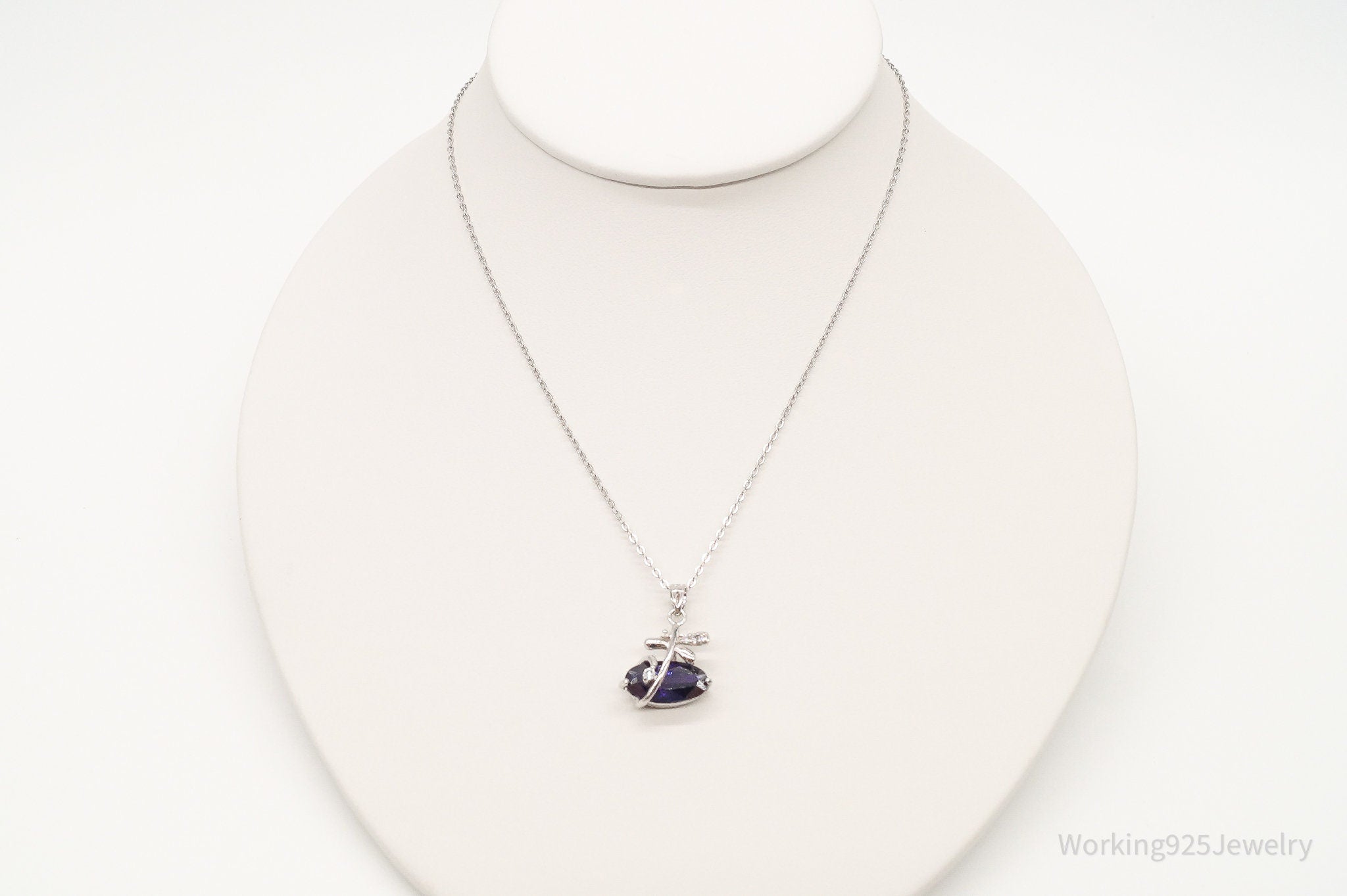 Cubic Zirconia Lab Amethyst Sterling Silver Necklace