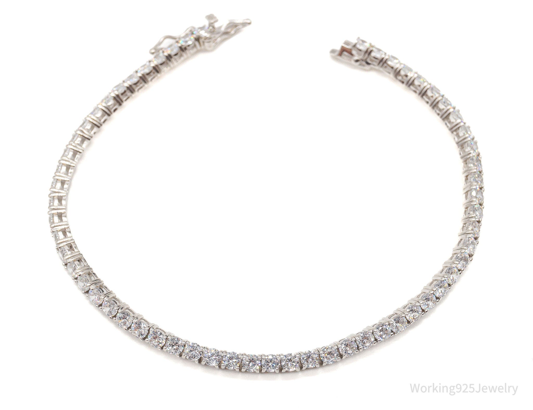 Vintage Designer Cubic Zirconia Sterling Silver Tennis Bracelet