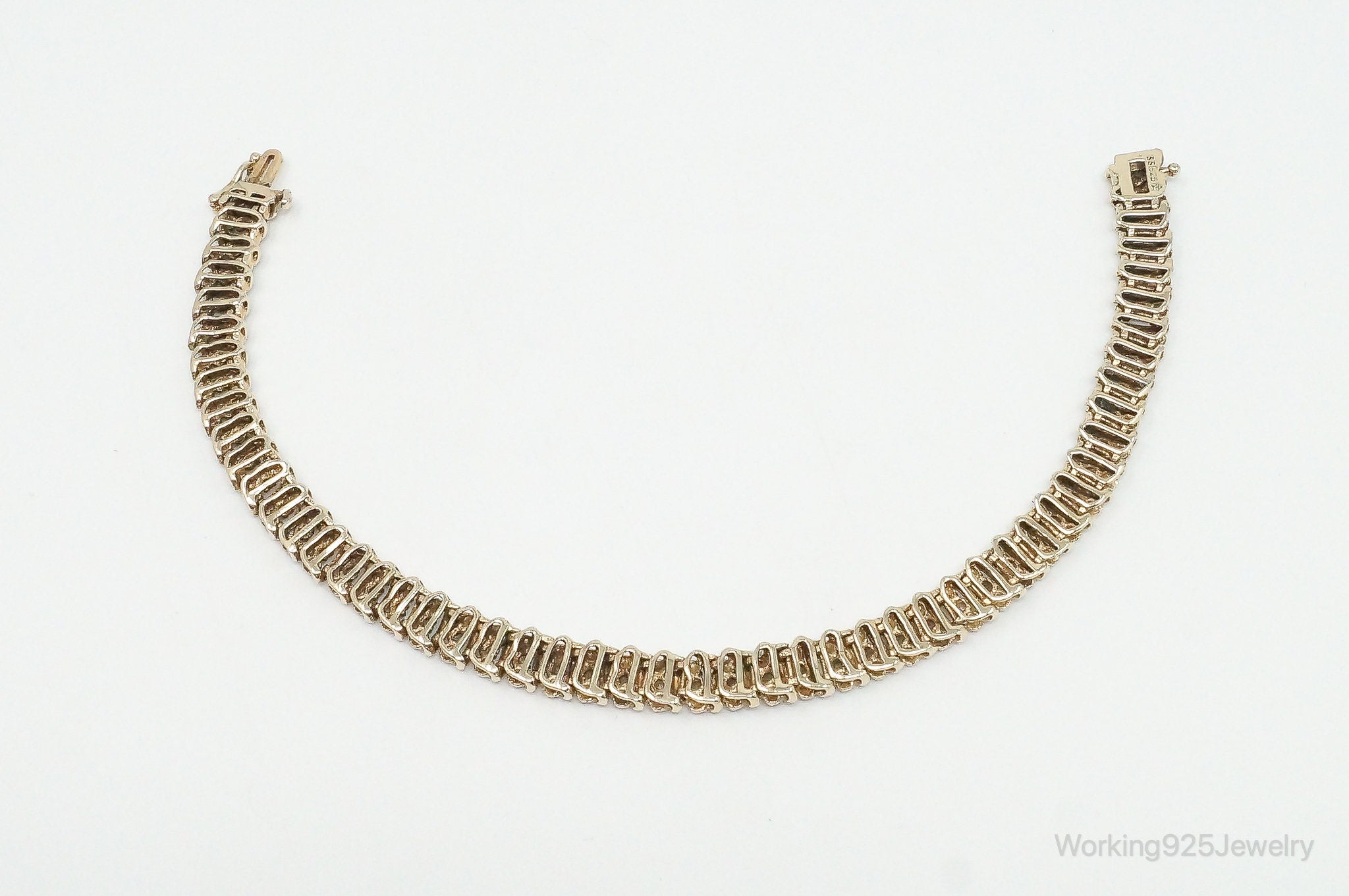 Vintage Designer Diamond Gold Vermeil Sterling Silver Bracelet