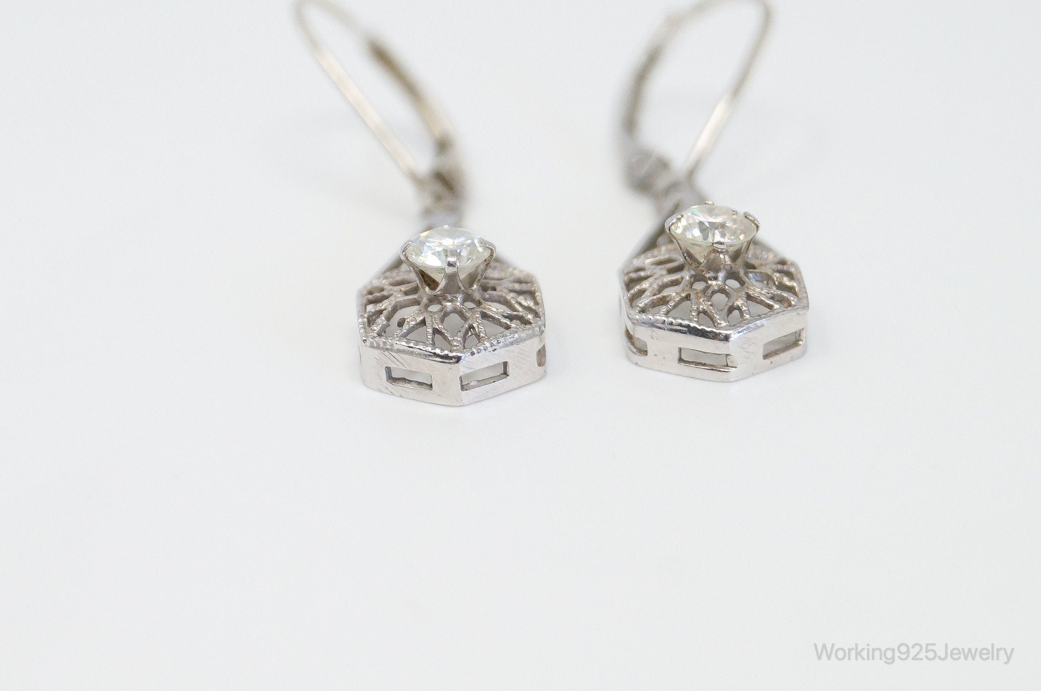 Vintage Cubic Zirconia Sterling Silver Earrings