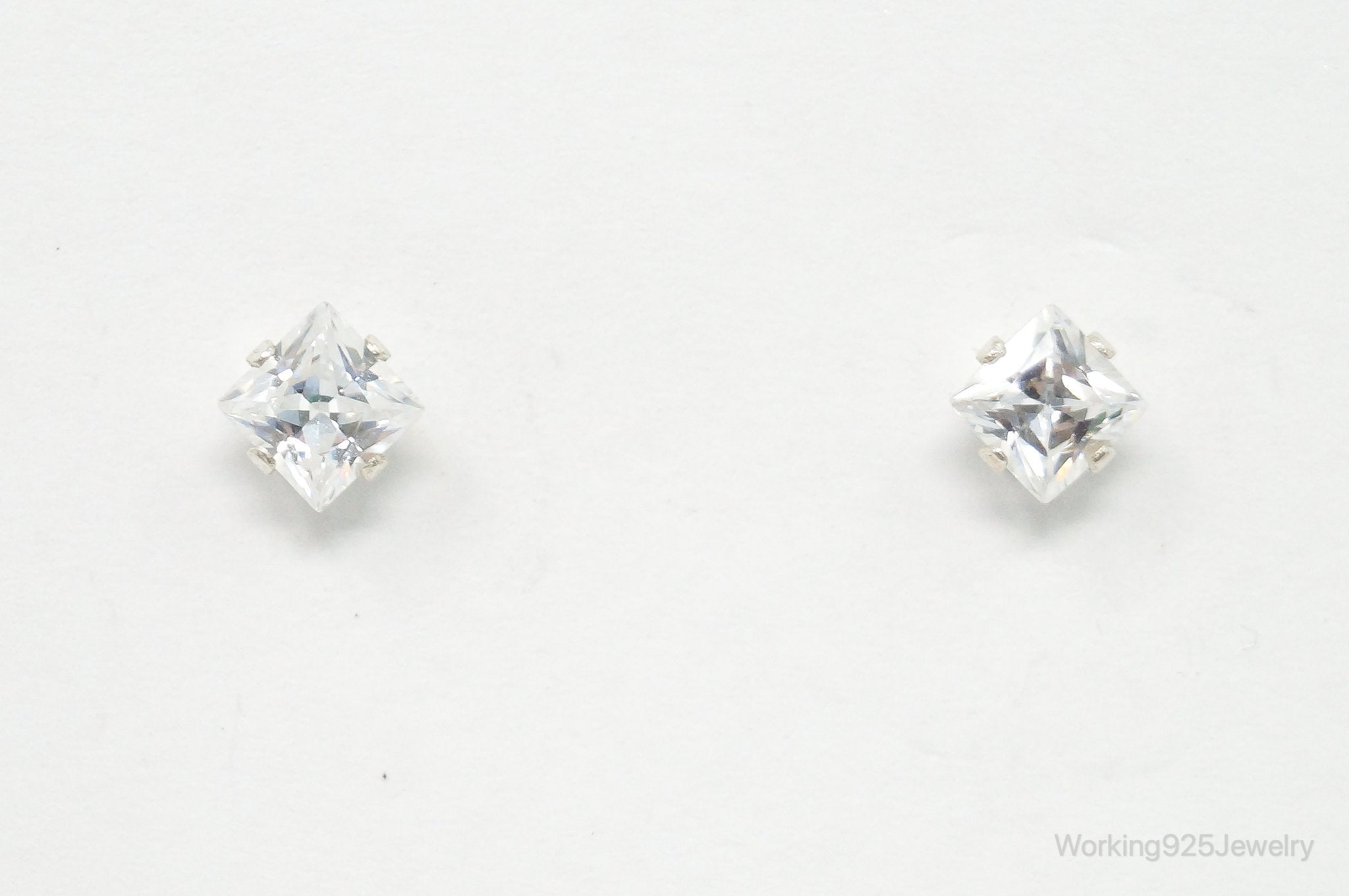 Cubic Zirconia Sterling Silver Stud Post Earrings