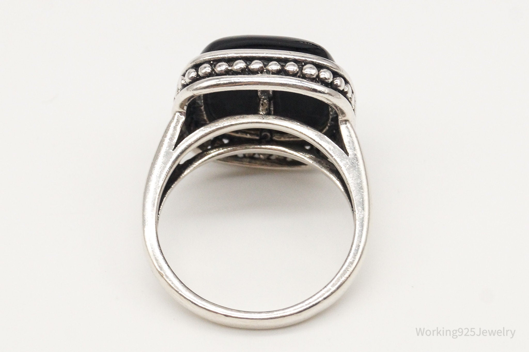 Vintage Black Onyx Sterling Silver Ring - Size 9