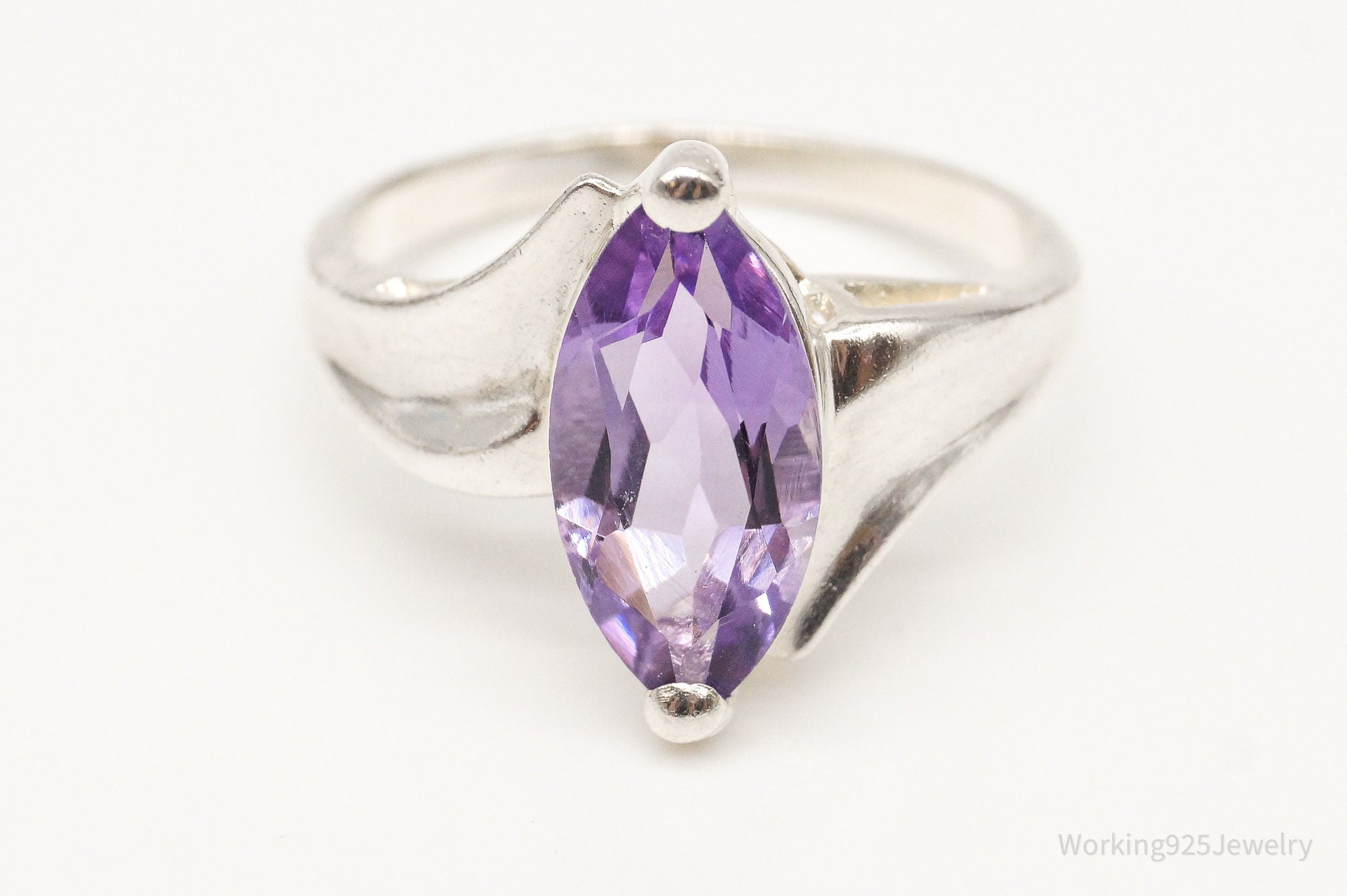 Vintage Amethyst Sterling Silver Ring - Size 10