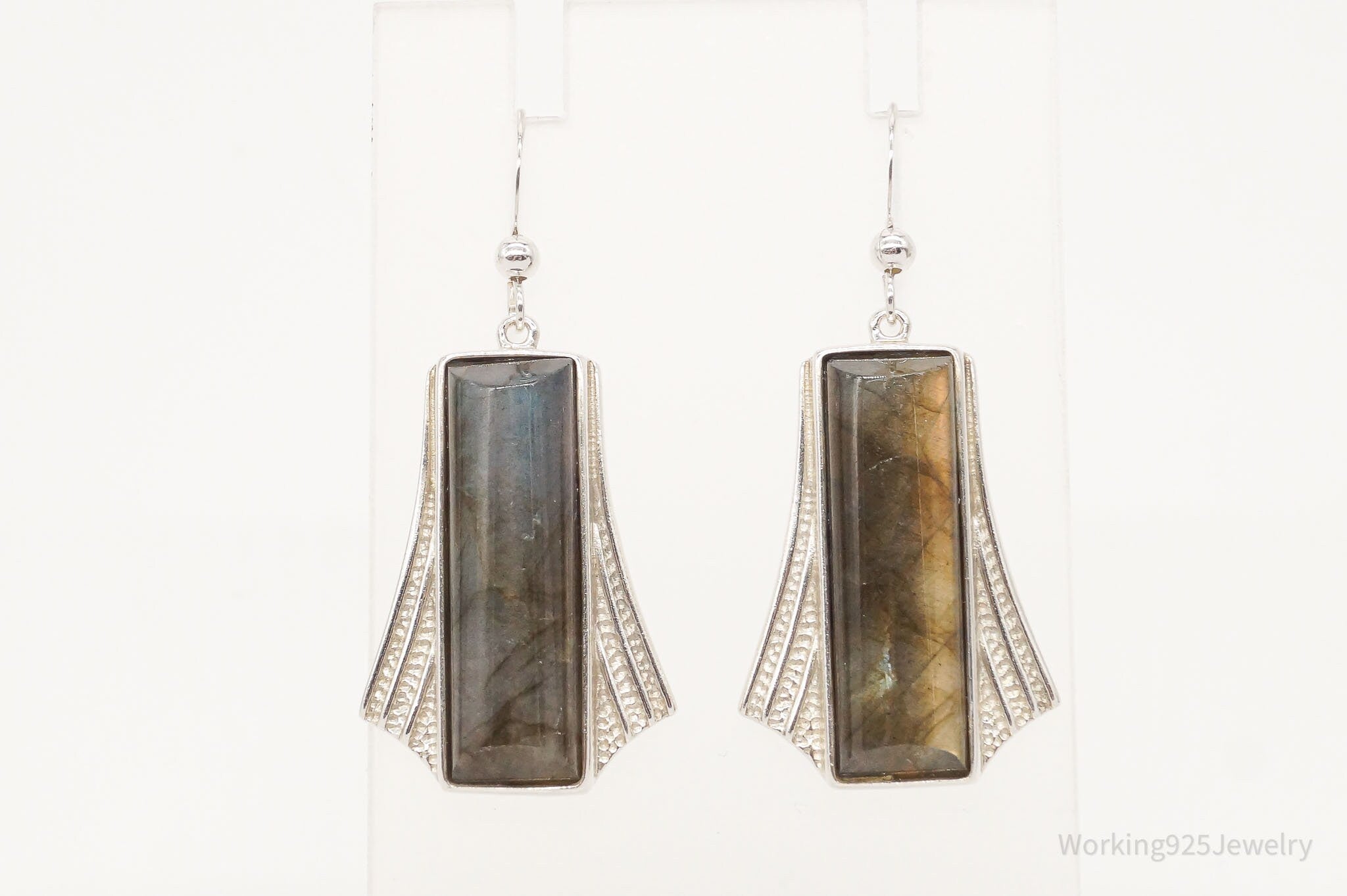 Vintage Designer DTR Labradorite Sterling Silver Earrings