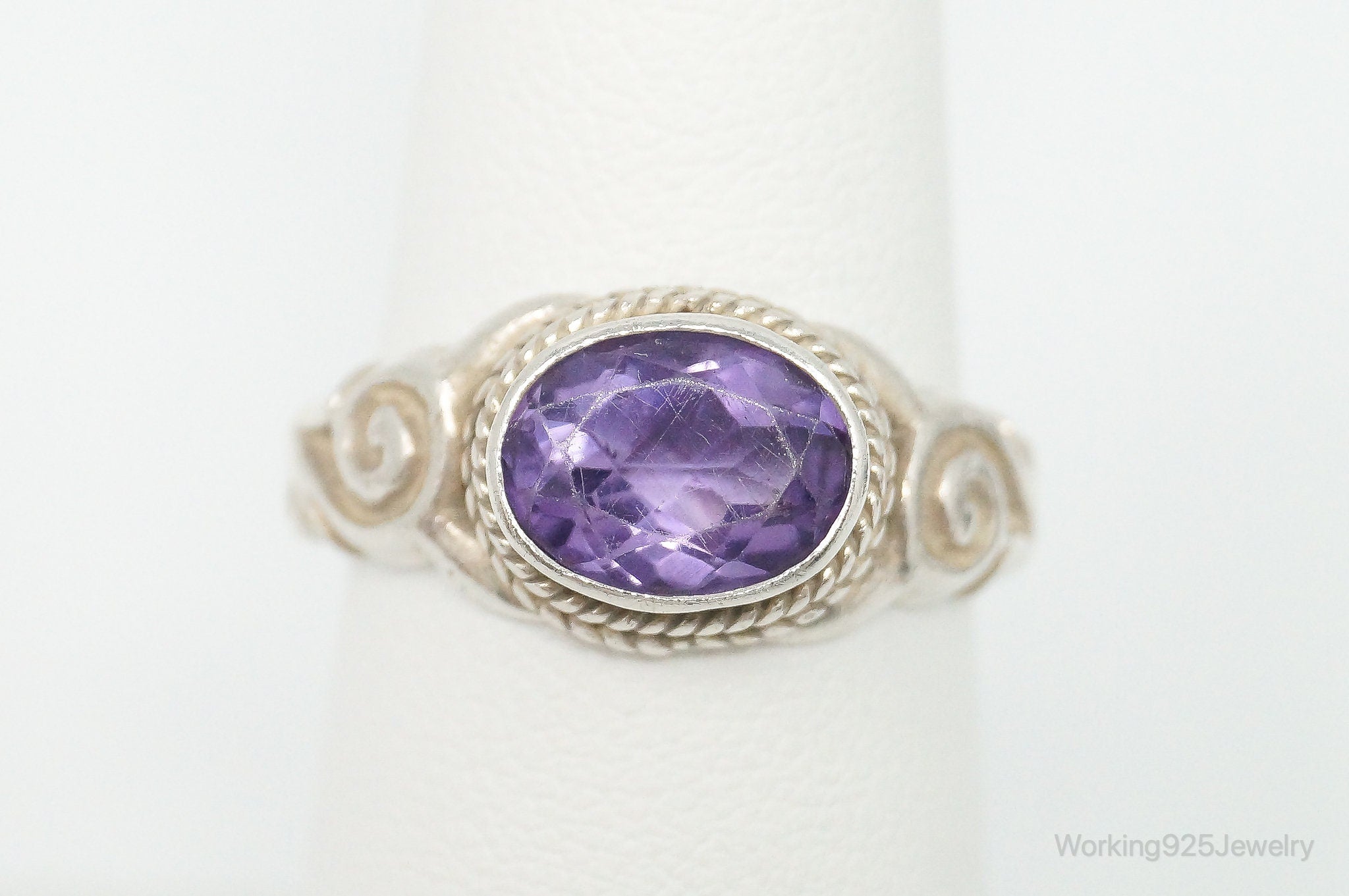 Vintage Amethyst Sterling Silver Ring Size 7