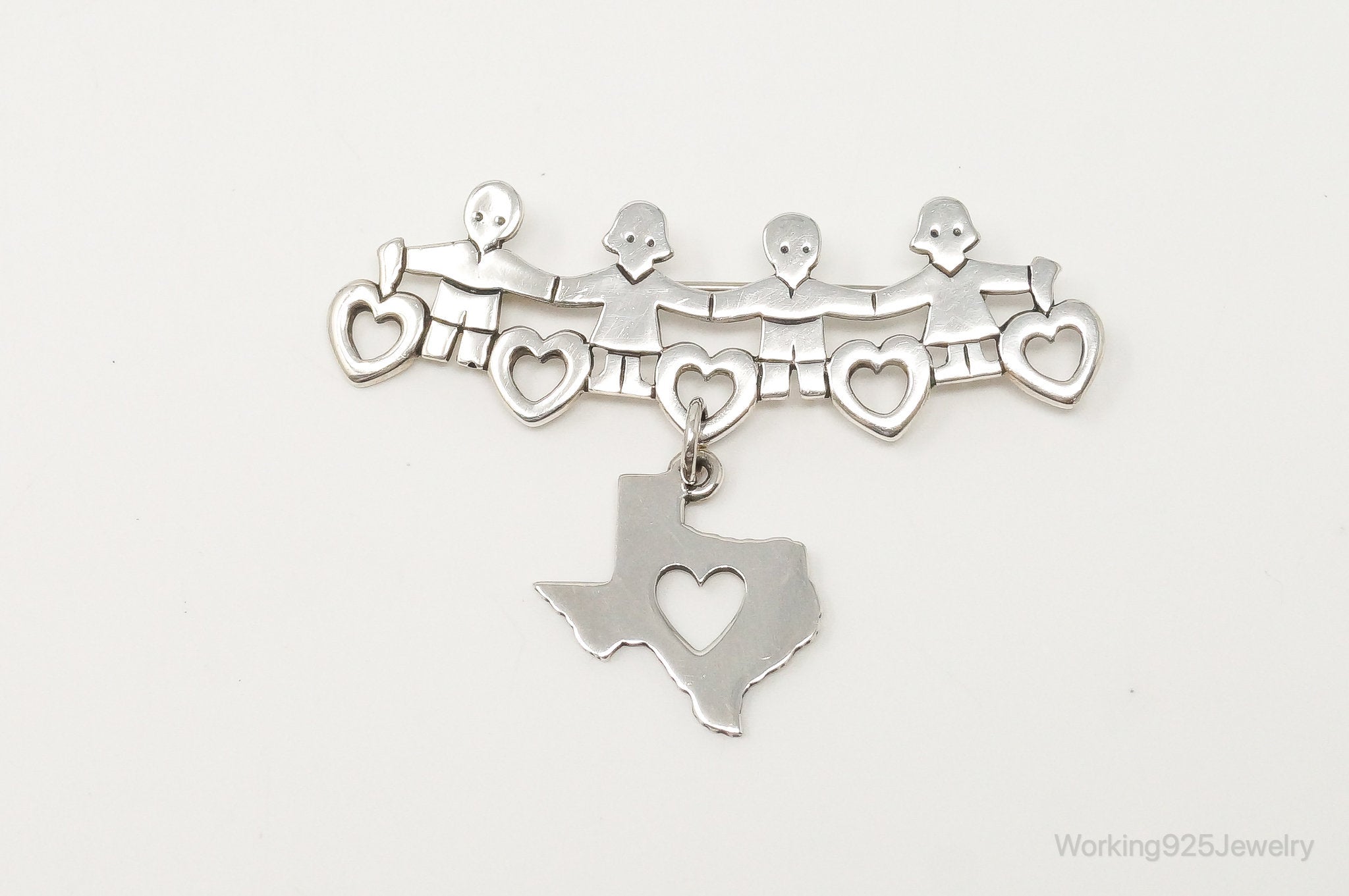 Designer James Avery Children Sterling Silver Brooch Pin & Texas Charm