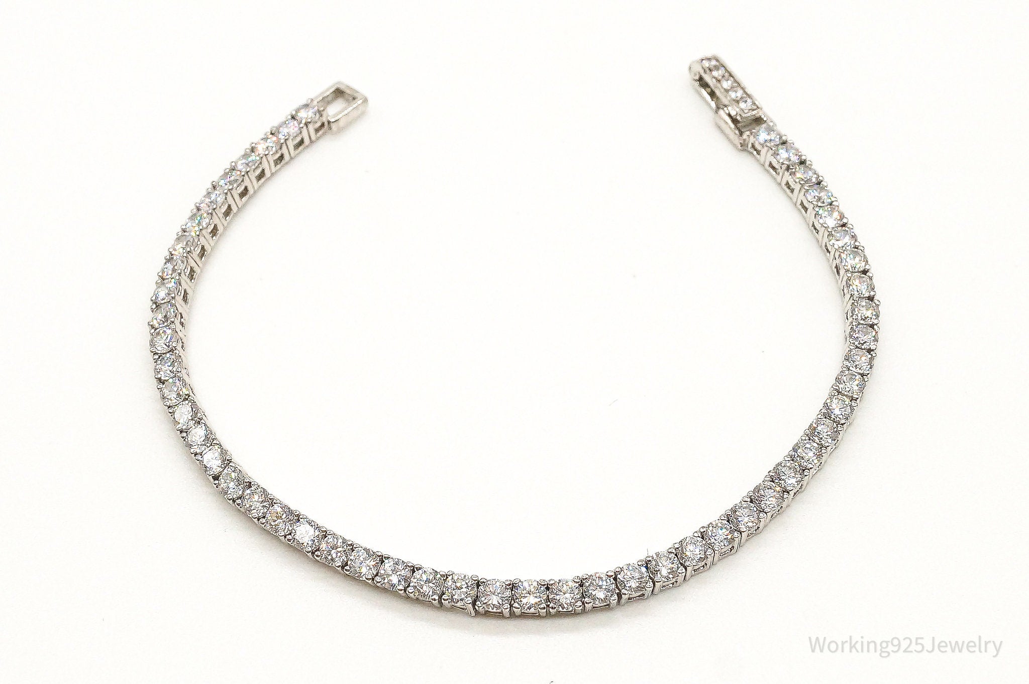 Vintage Cubic Zirconia Sterling Silver Tennis Bracelet