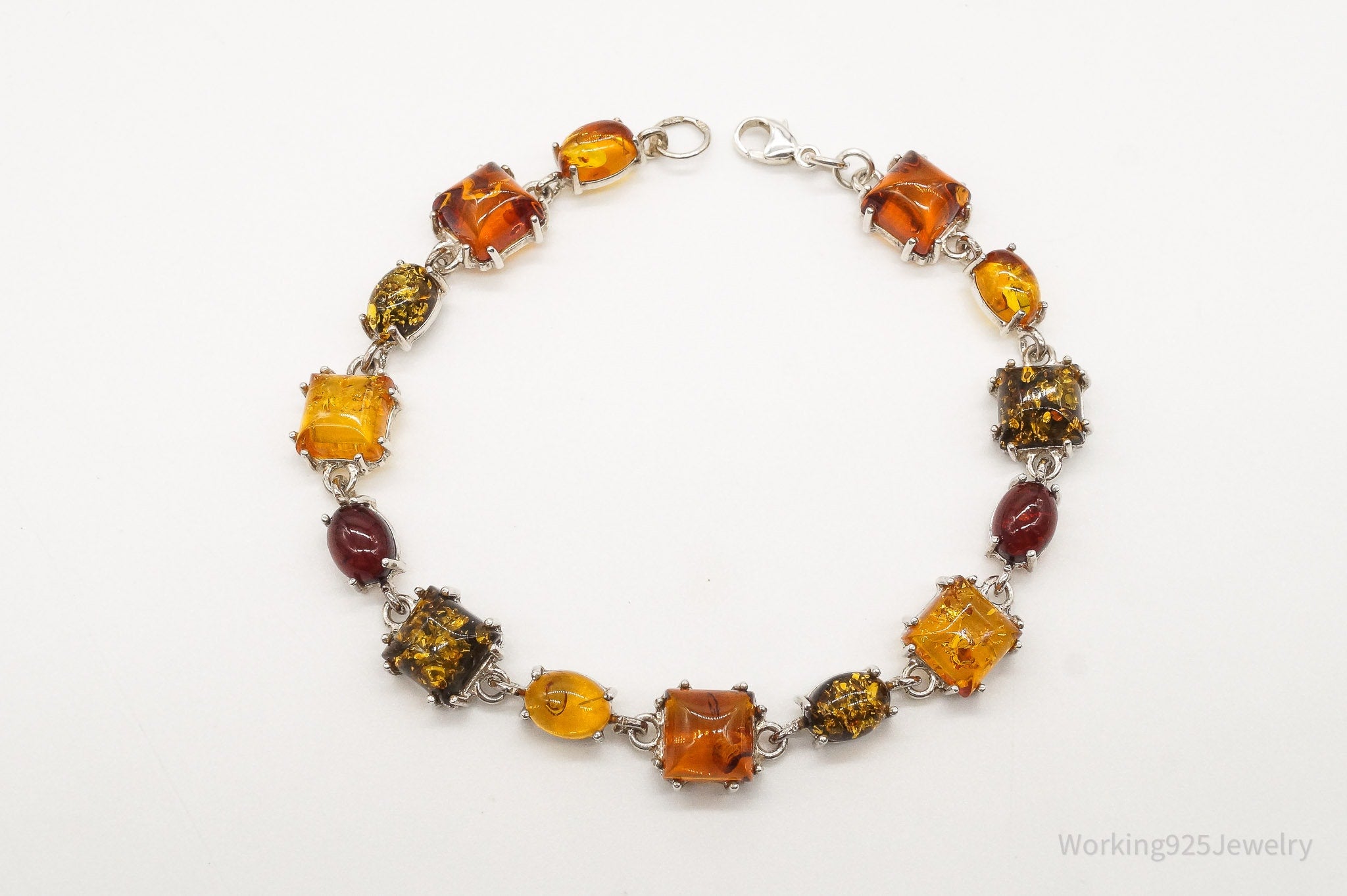 Vintage Amber Sterling Silver Bracelet