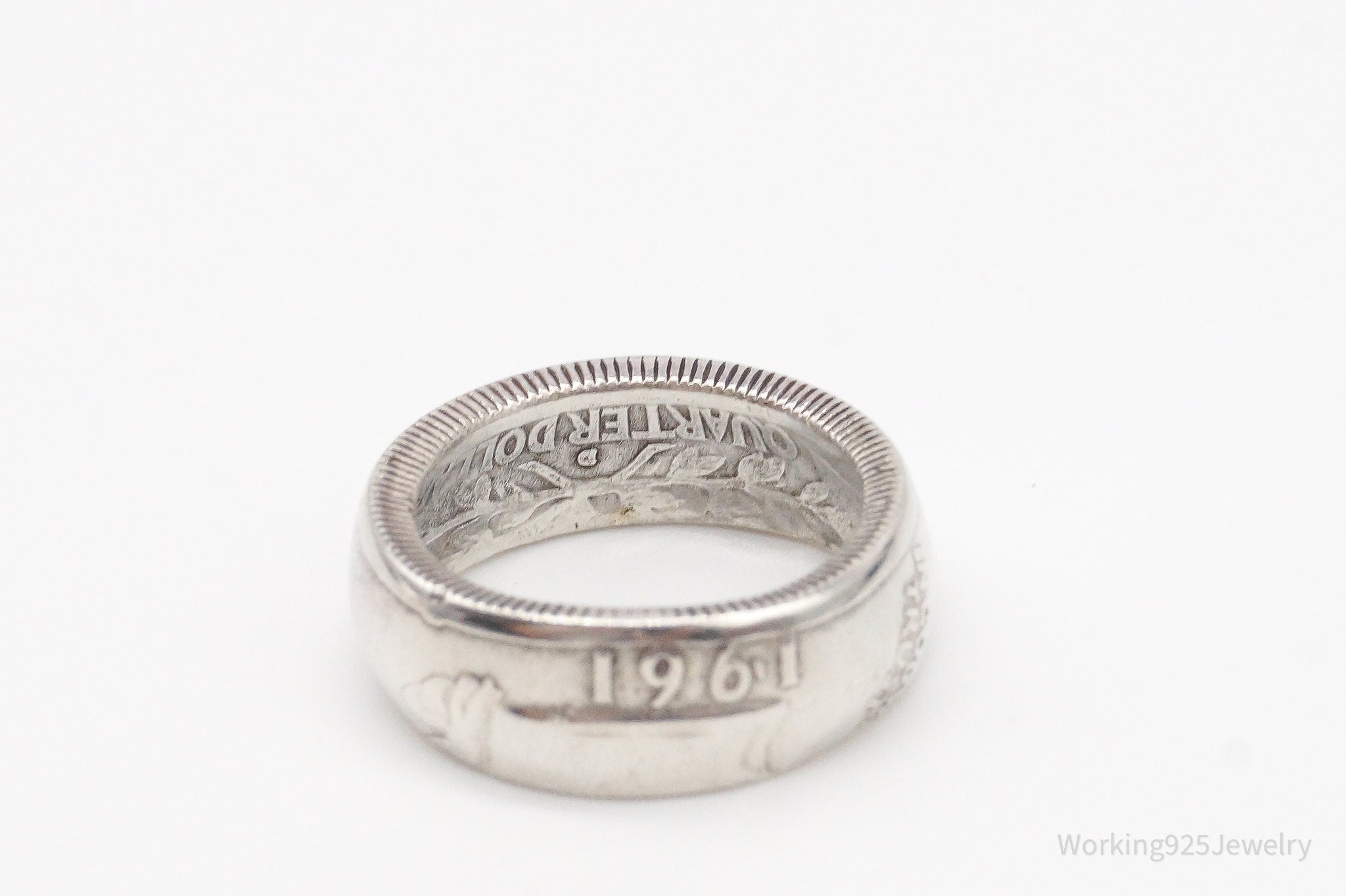 Vintage 1961 Liberty Quarter Dollar Silver Ring - Size 4.75