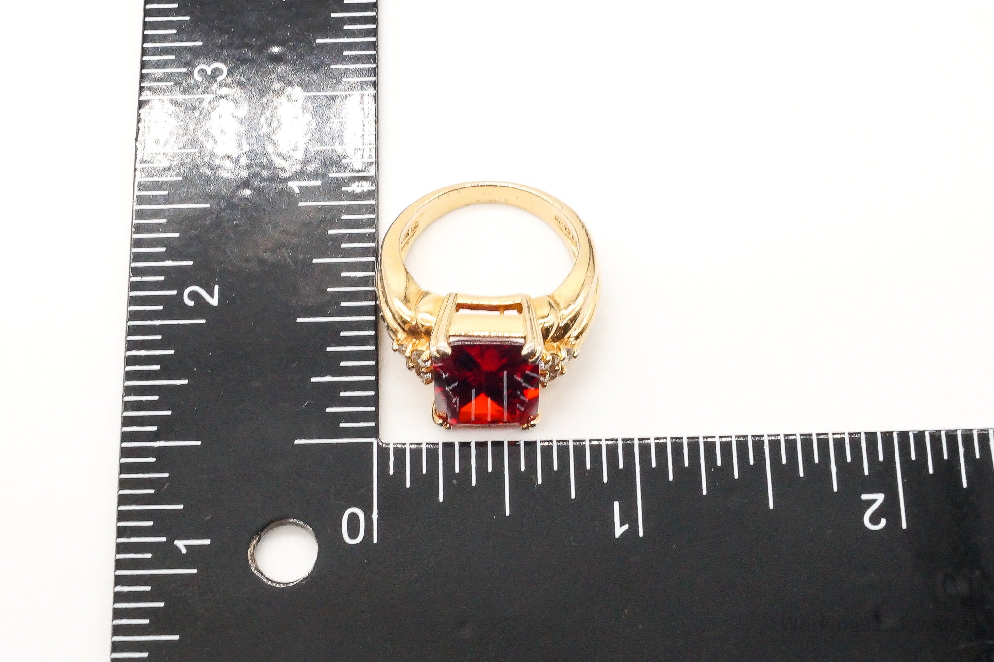 Ross Simons Garnet Cubic Zirconia Gold Over Sterling Silver Ring Size 6.75