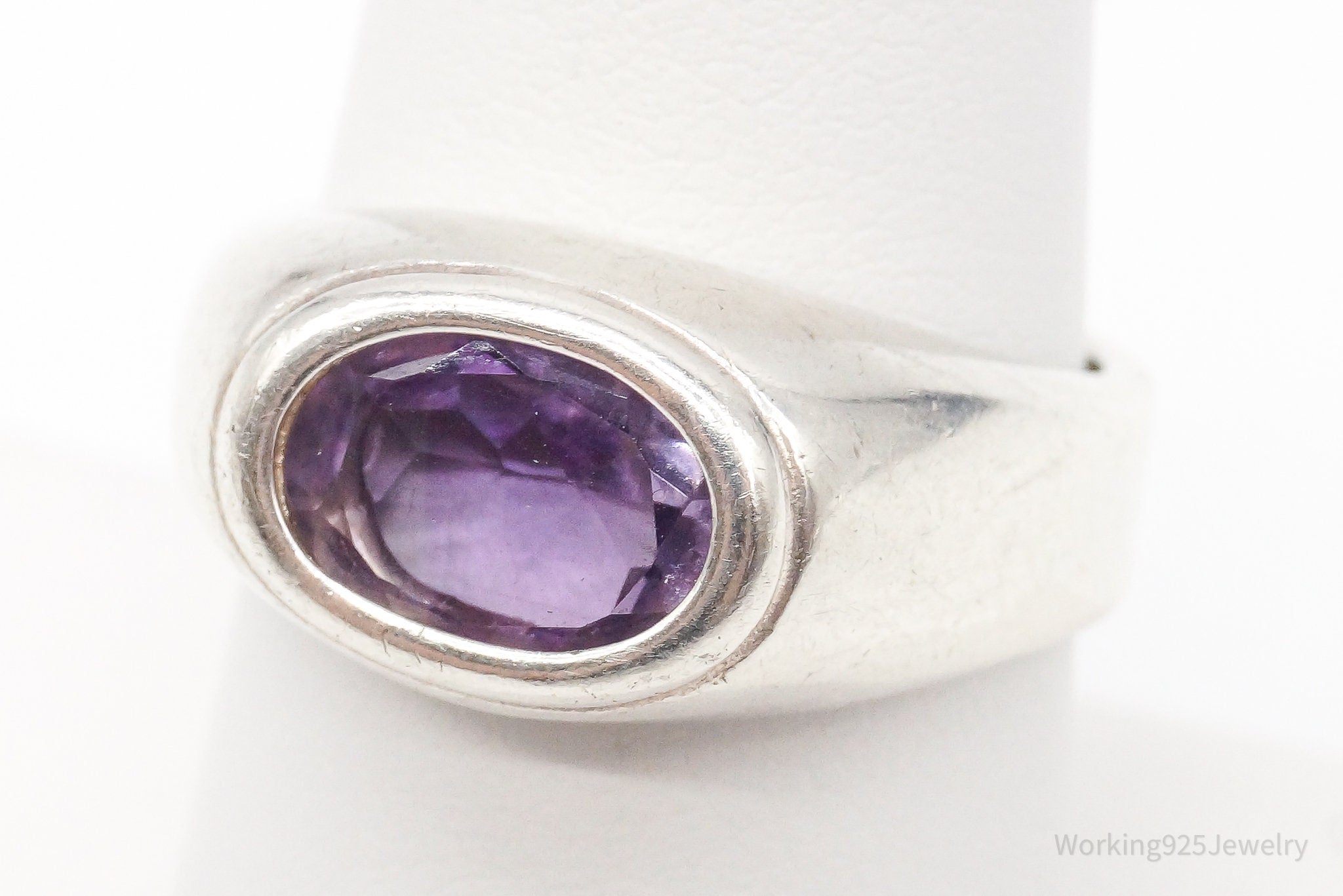 Vintage Amethyst Sterling Silver Ring - Size 7