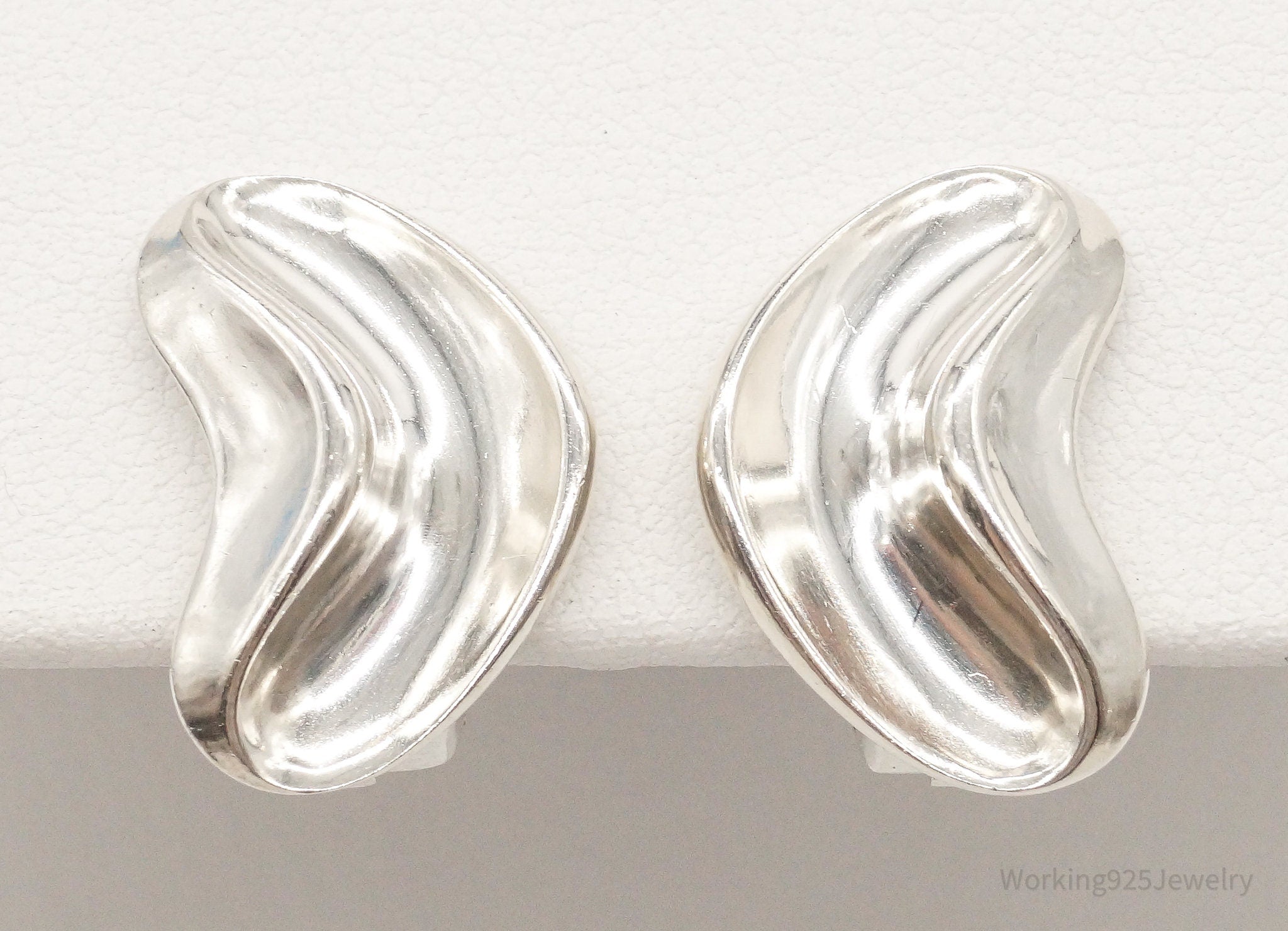 RARE Vintage Denmark Modernist Anton Michelsen Sterling Silver Clip On Earrings