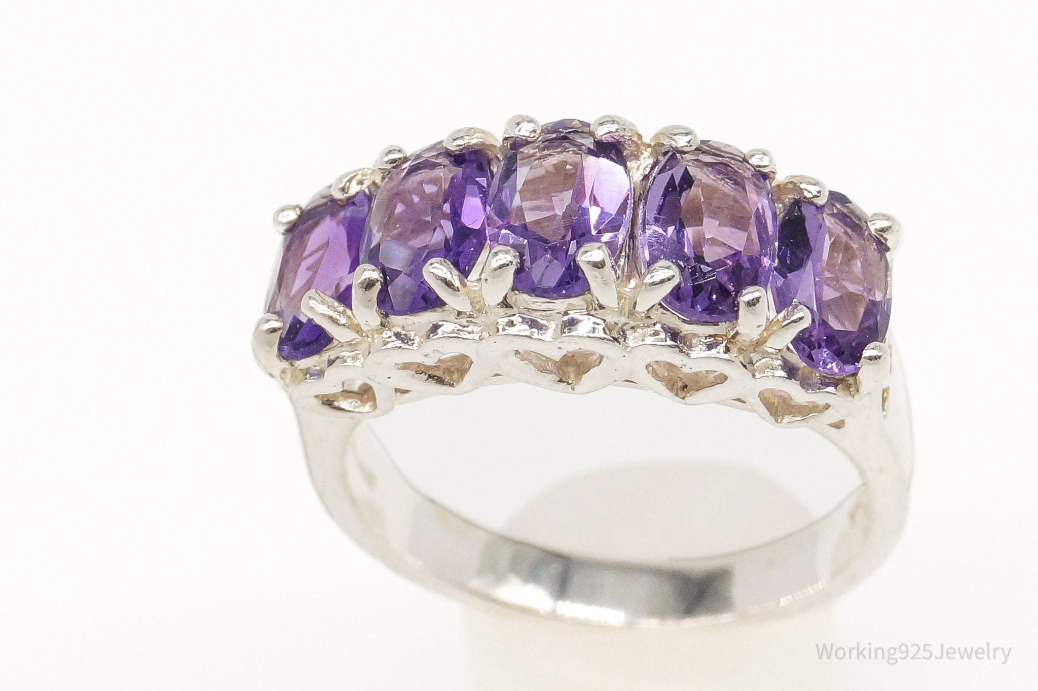 Vintage CNA Amethyst Sterling Silver Ring - Size 4.75