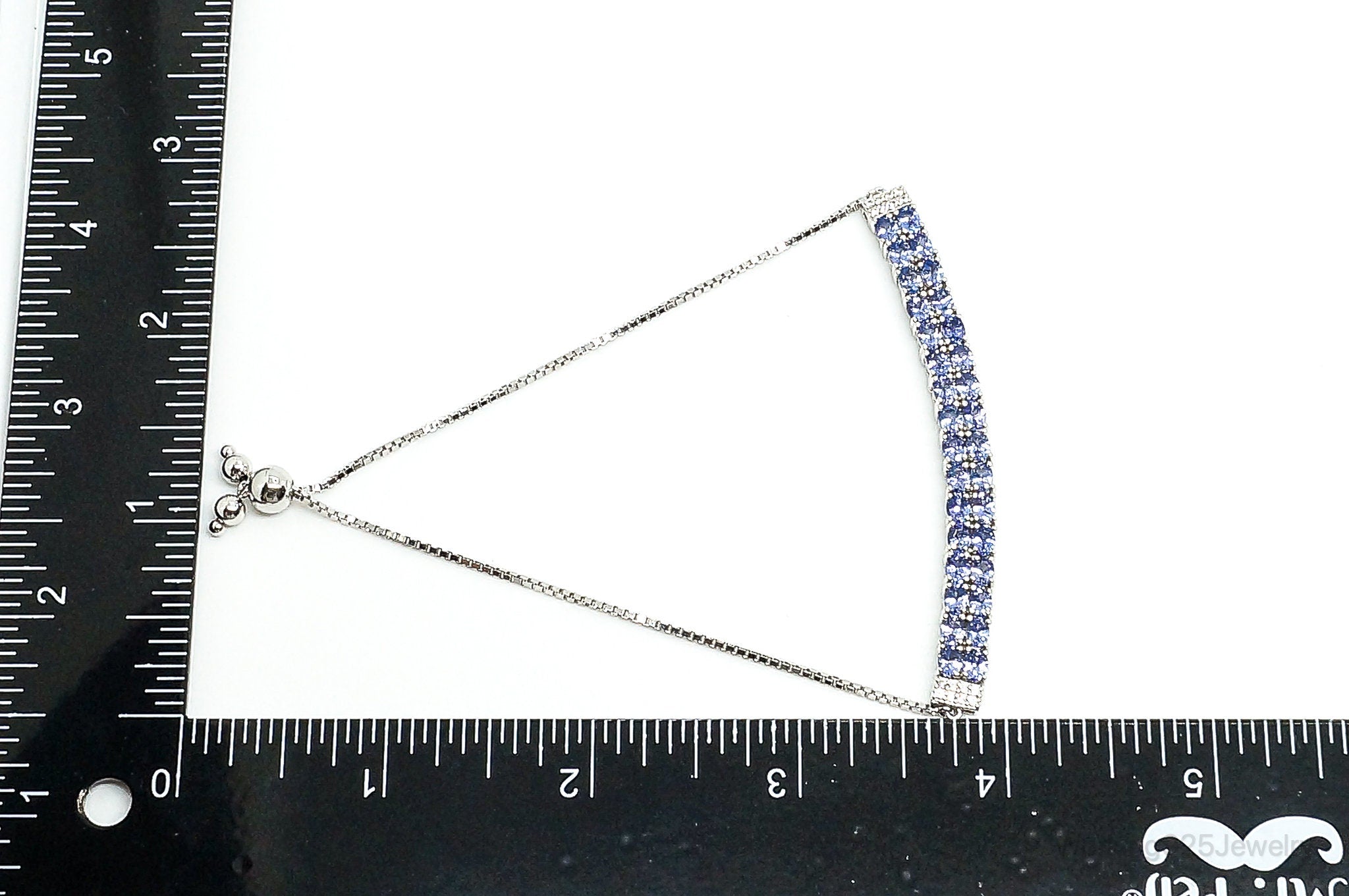 Designer BBJ Iolite Cubic Zirconia Sterling Silver Adjustable Bracelet