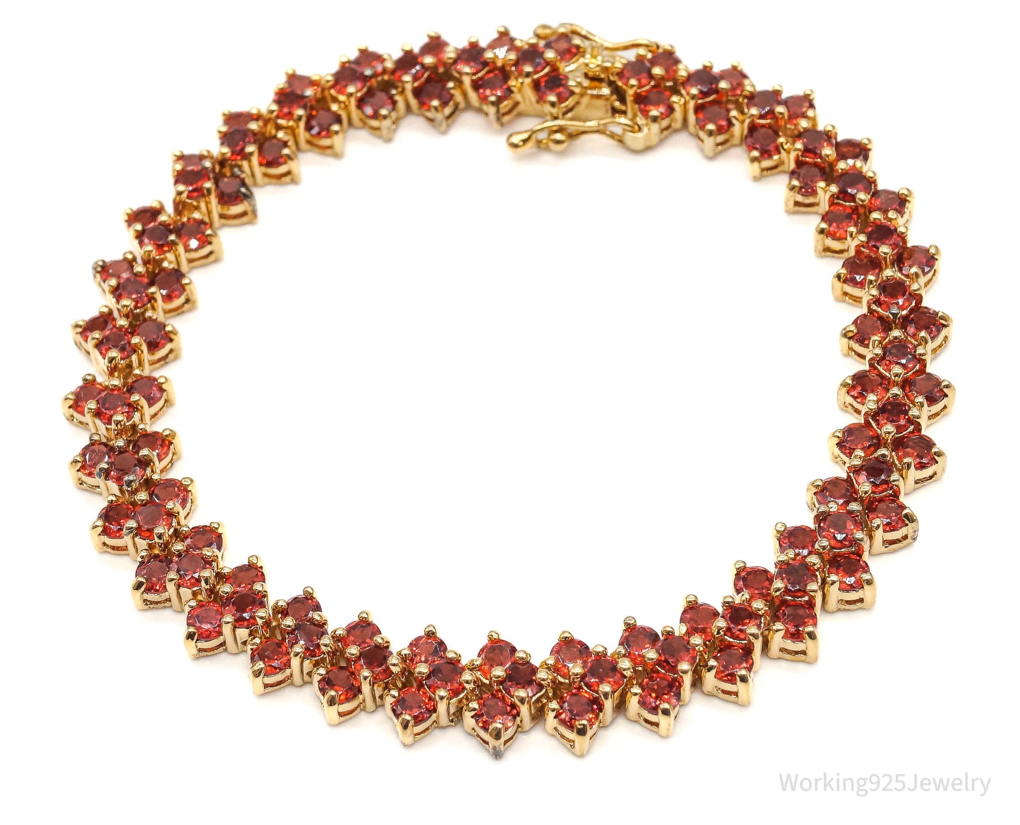 Orange Garnet Gold Vermeil Sterling Silver Bracelet