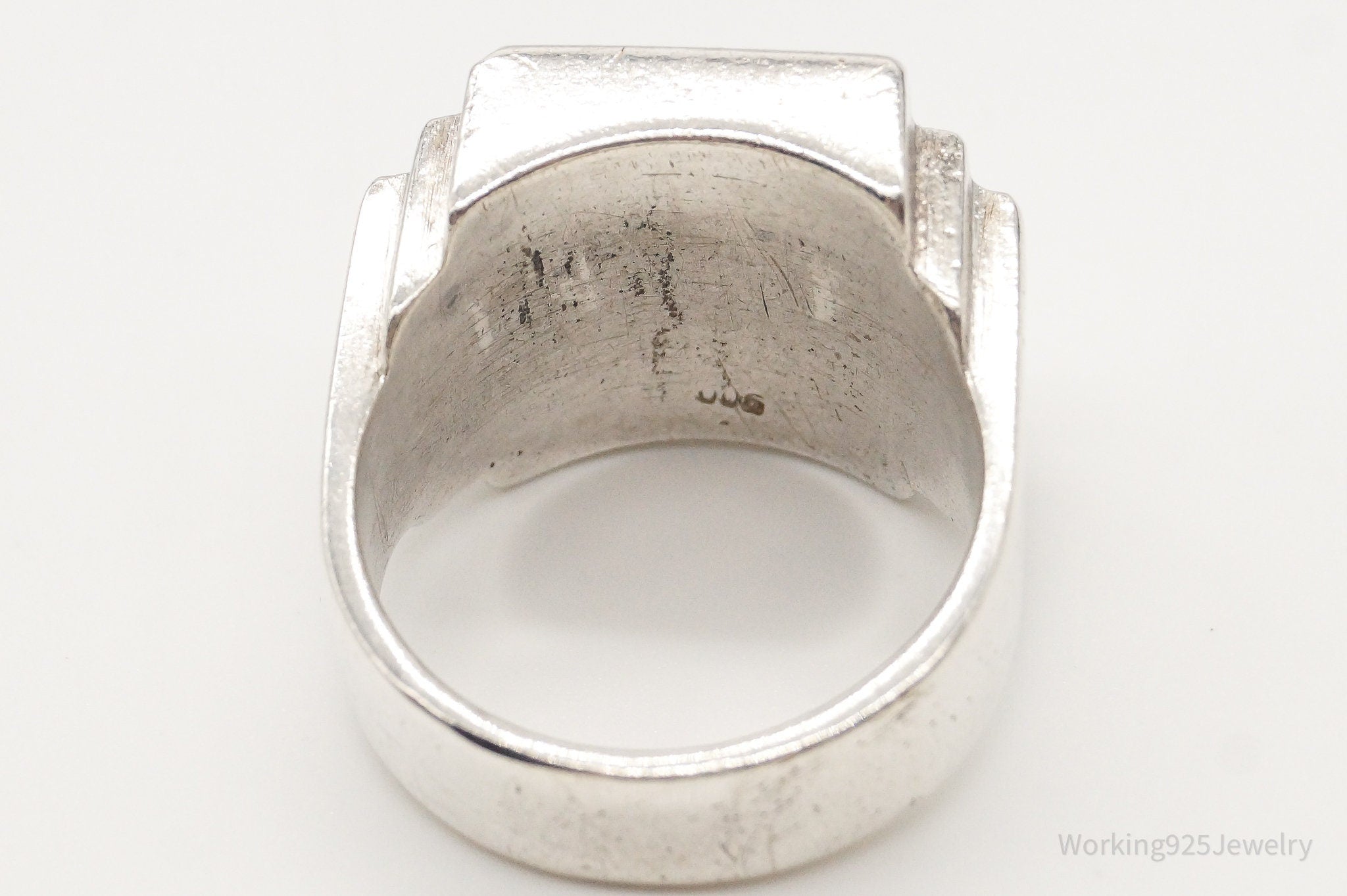 Antique Initials Letters 900 Silver Ring - Size 11.5