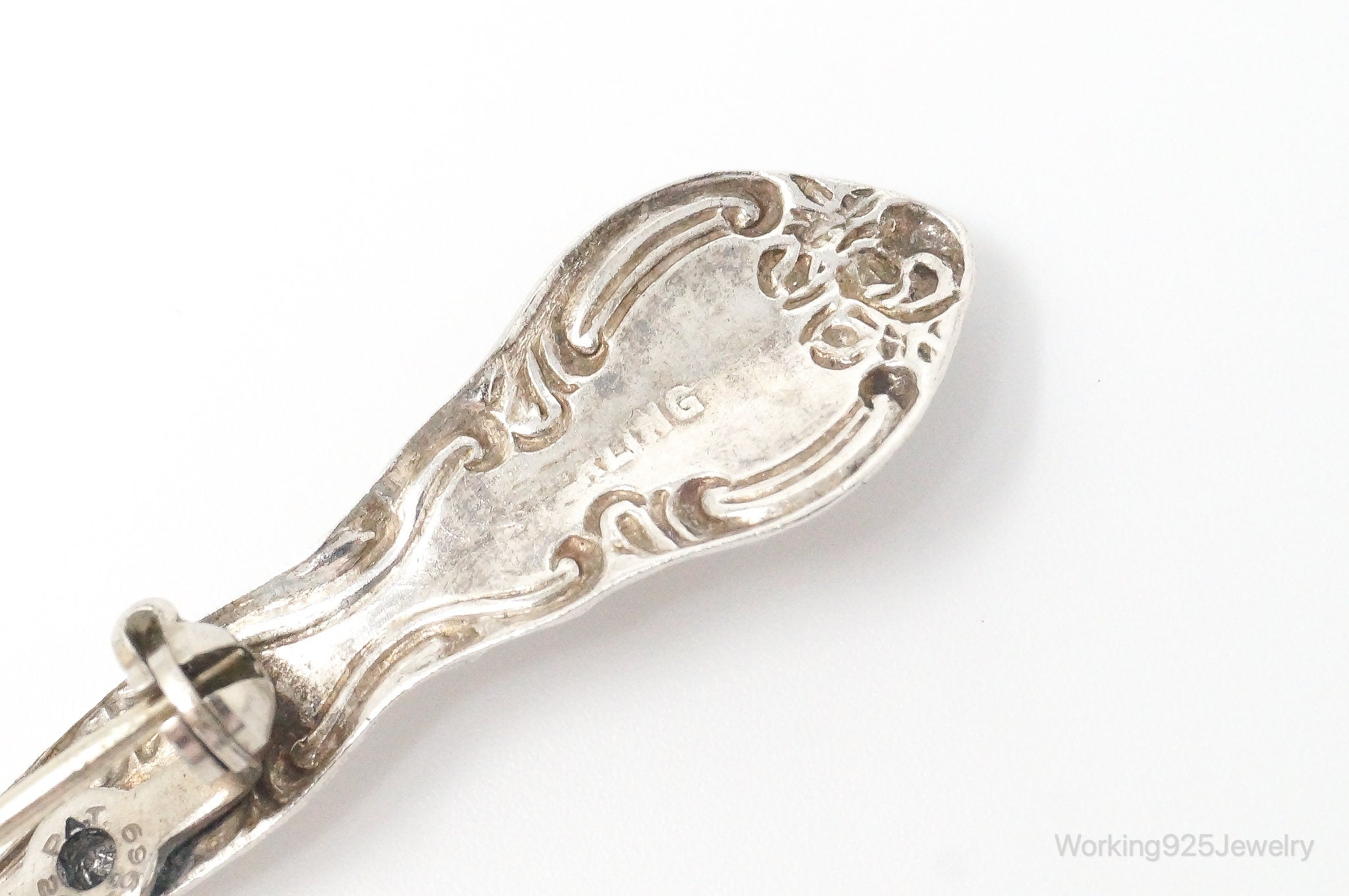 Antique Spoon Sterling Silver Brooch Pin