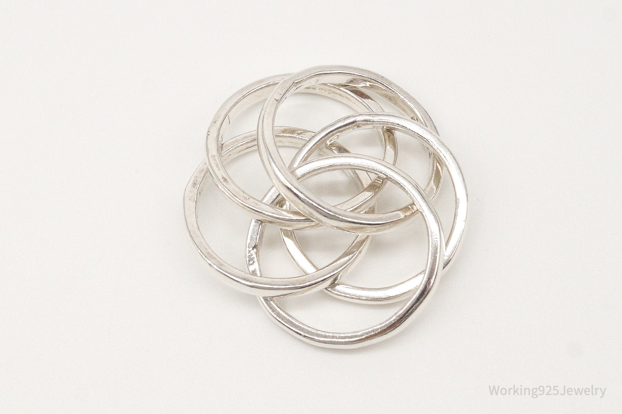 Vintage Intertwined Sleek Modern Sterling Silver Ring - Size 5.75