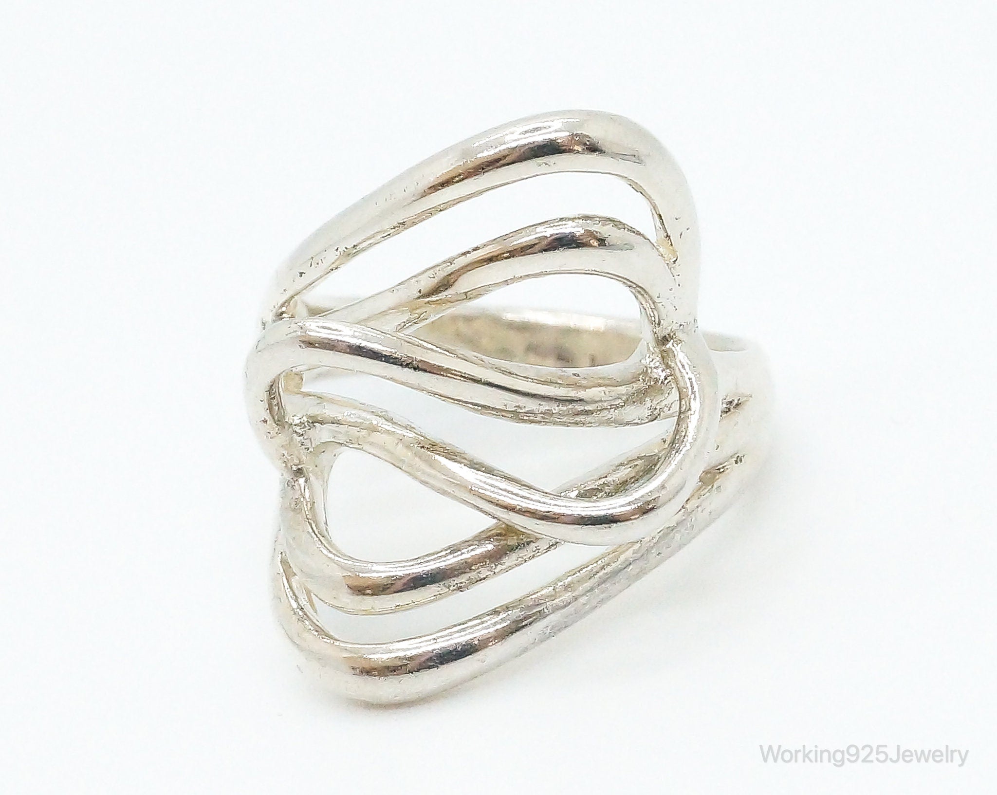 Vintage Designer Chapal-Zenray Modernist Abstract Sterling Silver Ring - Size 8