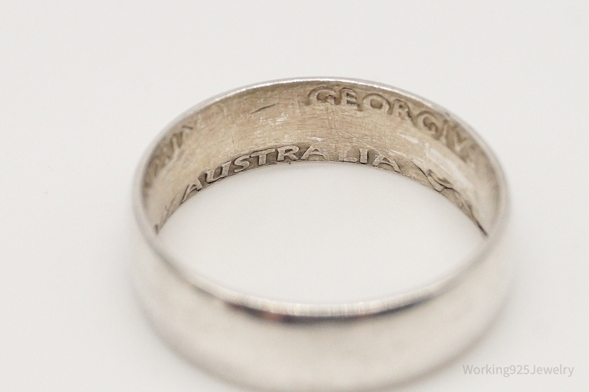 Vintage Australia Coin Silver Ring - Size 8.25