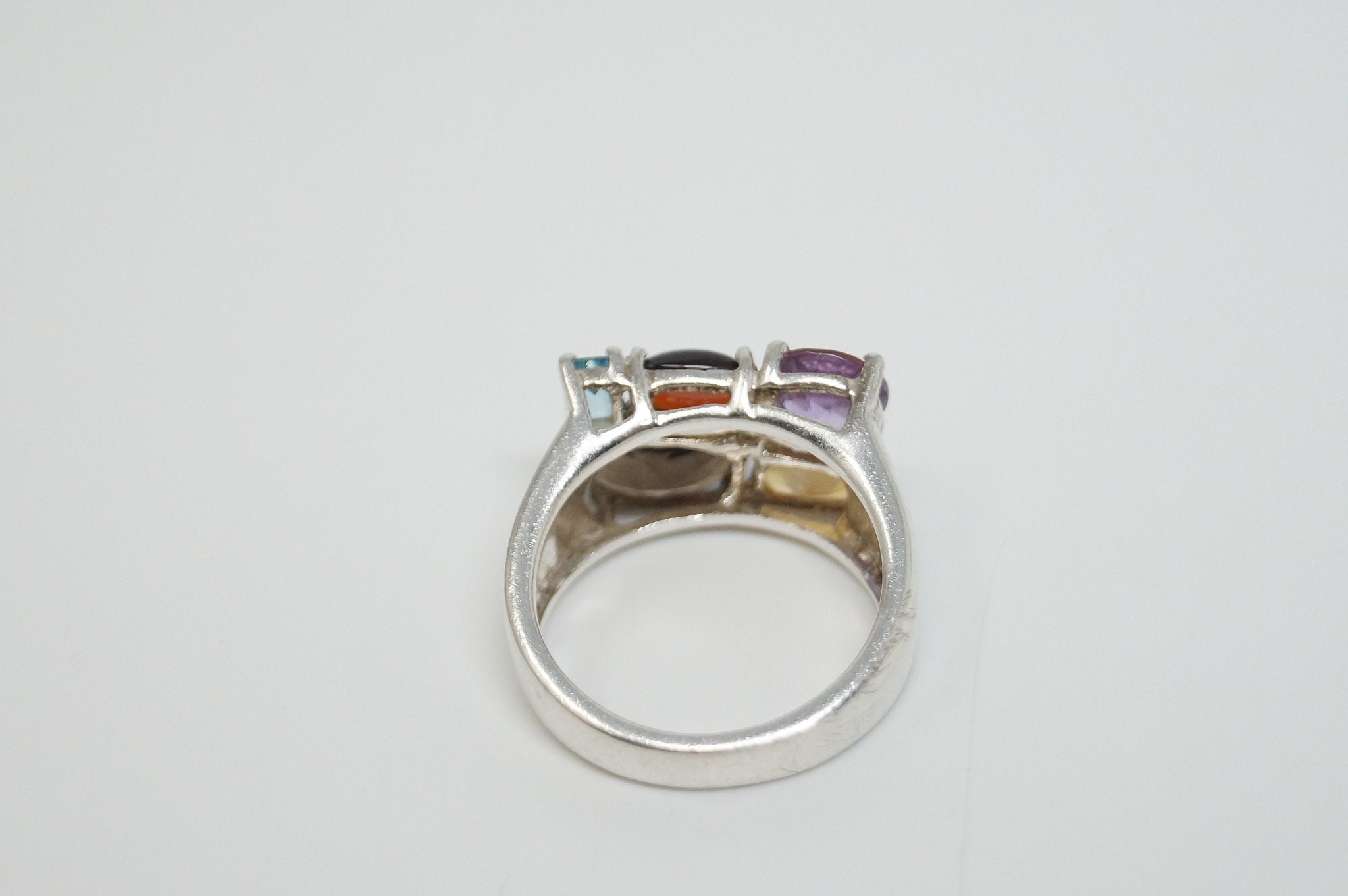 Vintage Designer Multi Gem Sterling Silver Ring - Size 8