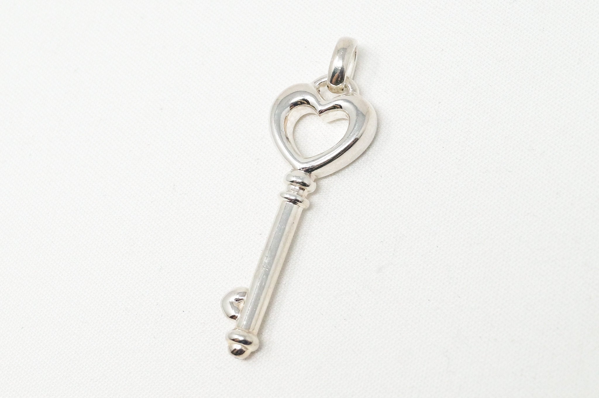 Vintage Designer JCM Key To My Heart Sterling Silver Necklace Pendant