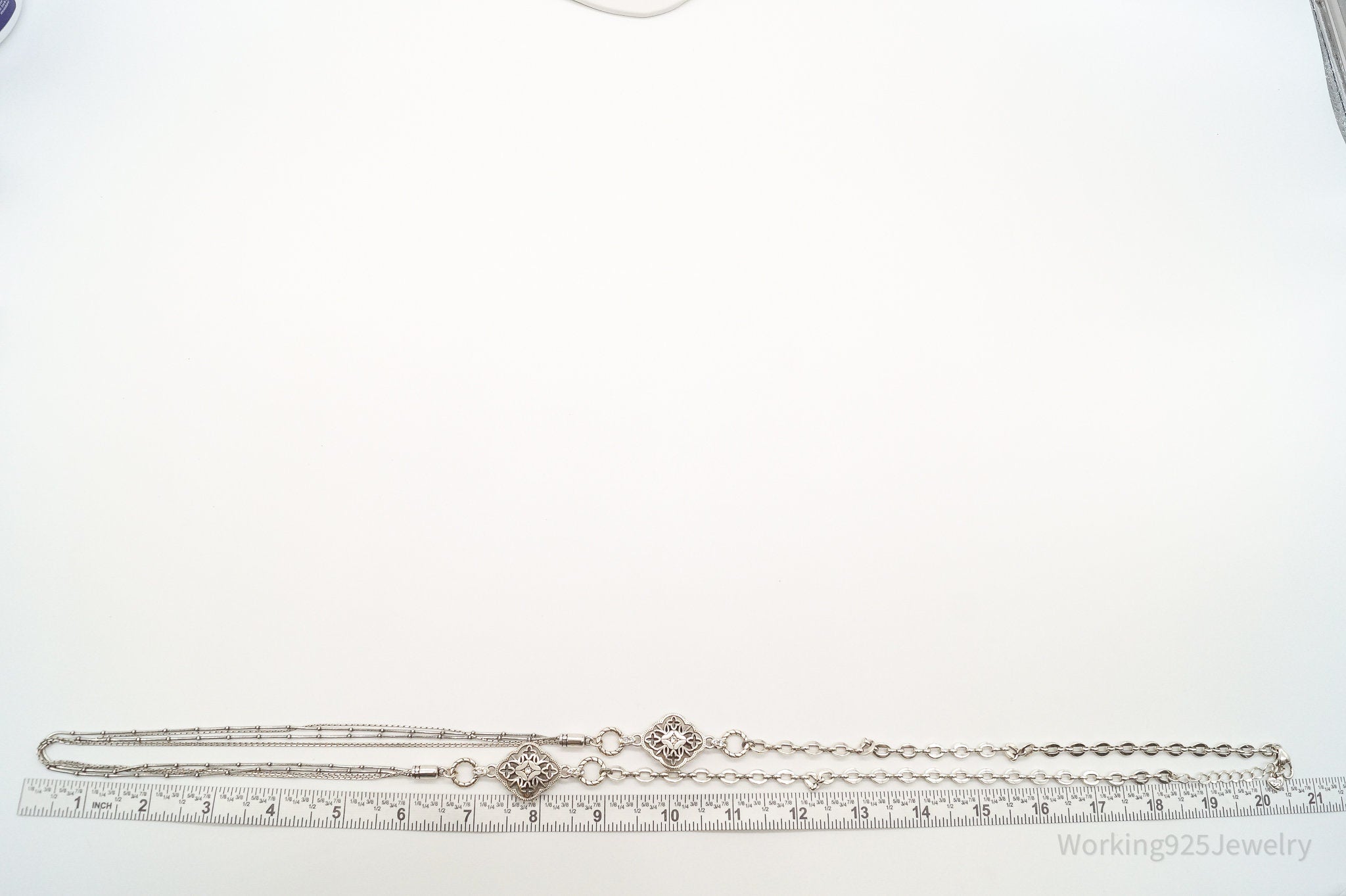 Designer Brighton Crystal Long Chain Sterling Silver Necklace