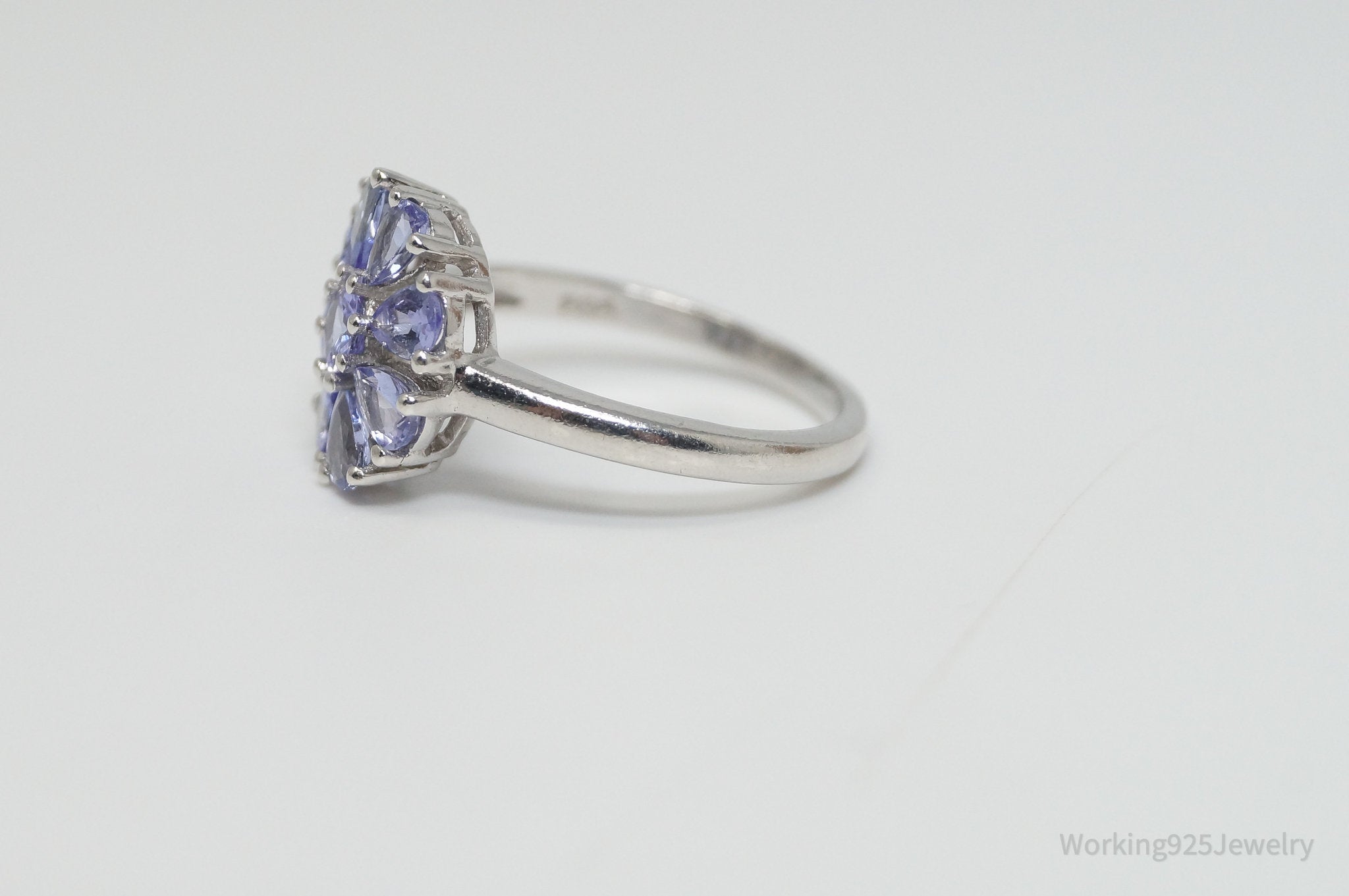 Vintage Iolite Flower Sterling Silver Ring - Sz 6