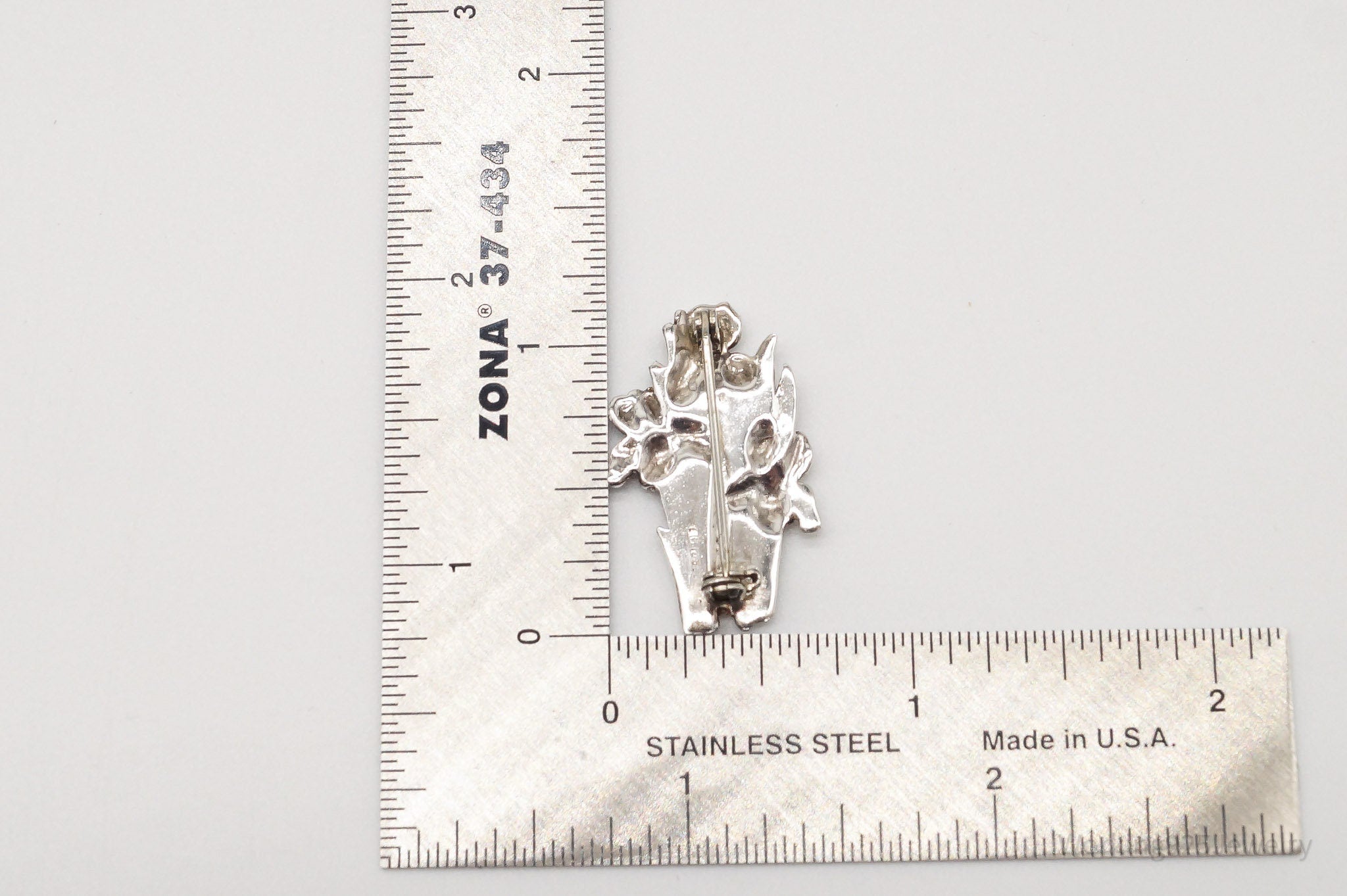 Antique Floral Sterling Silver Brooch Pin