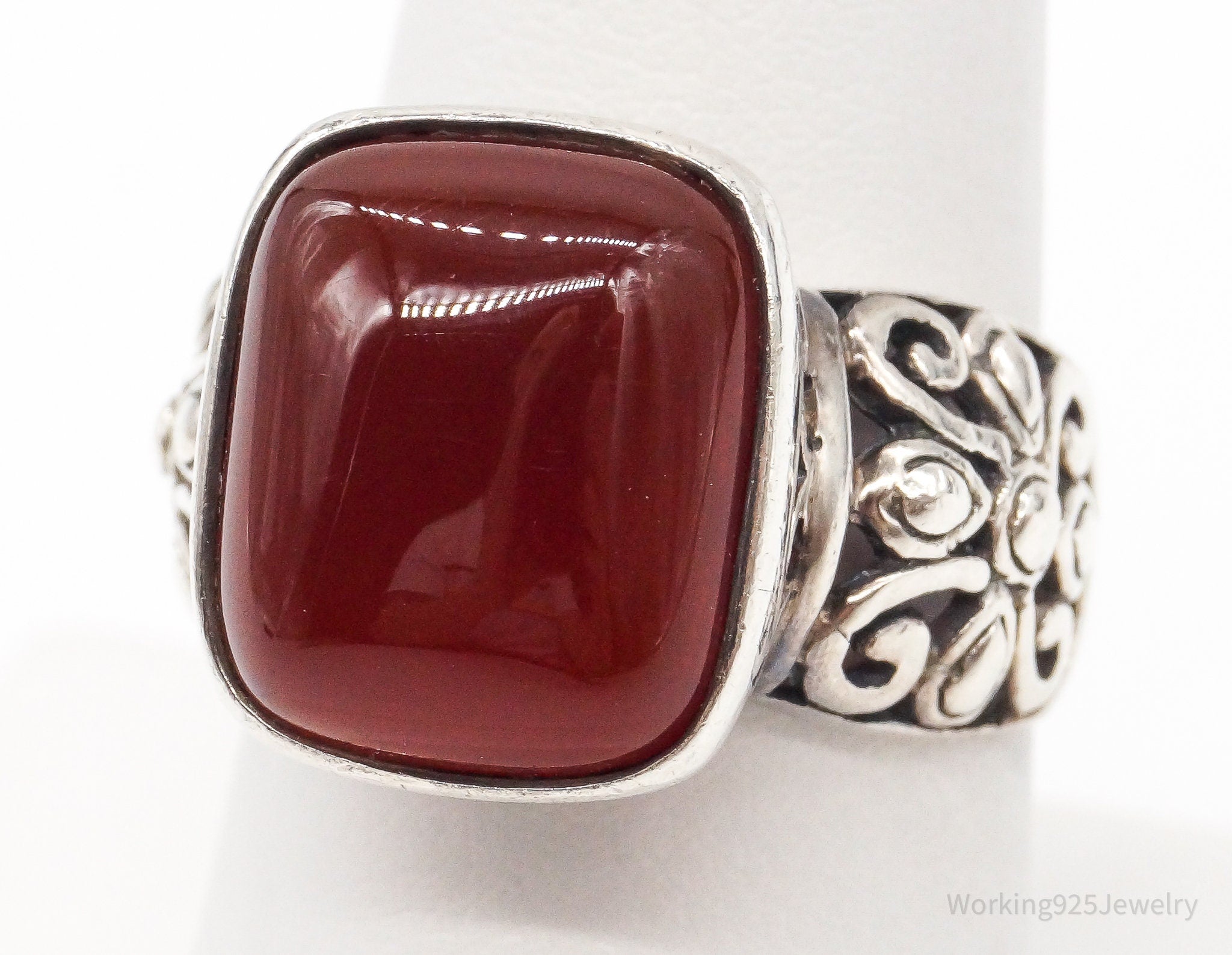 Vintage Carnelian Sterling Silver Ring - Size 8.25