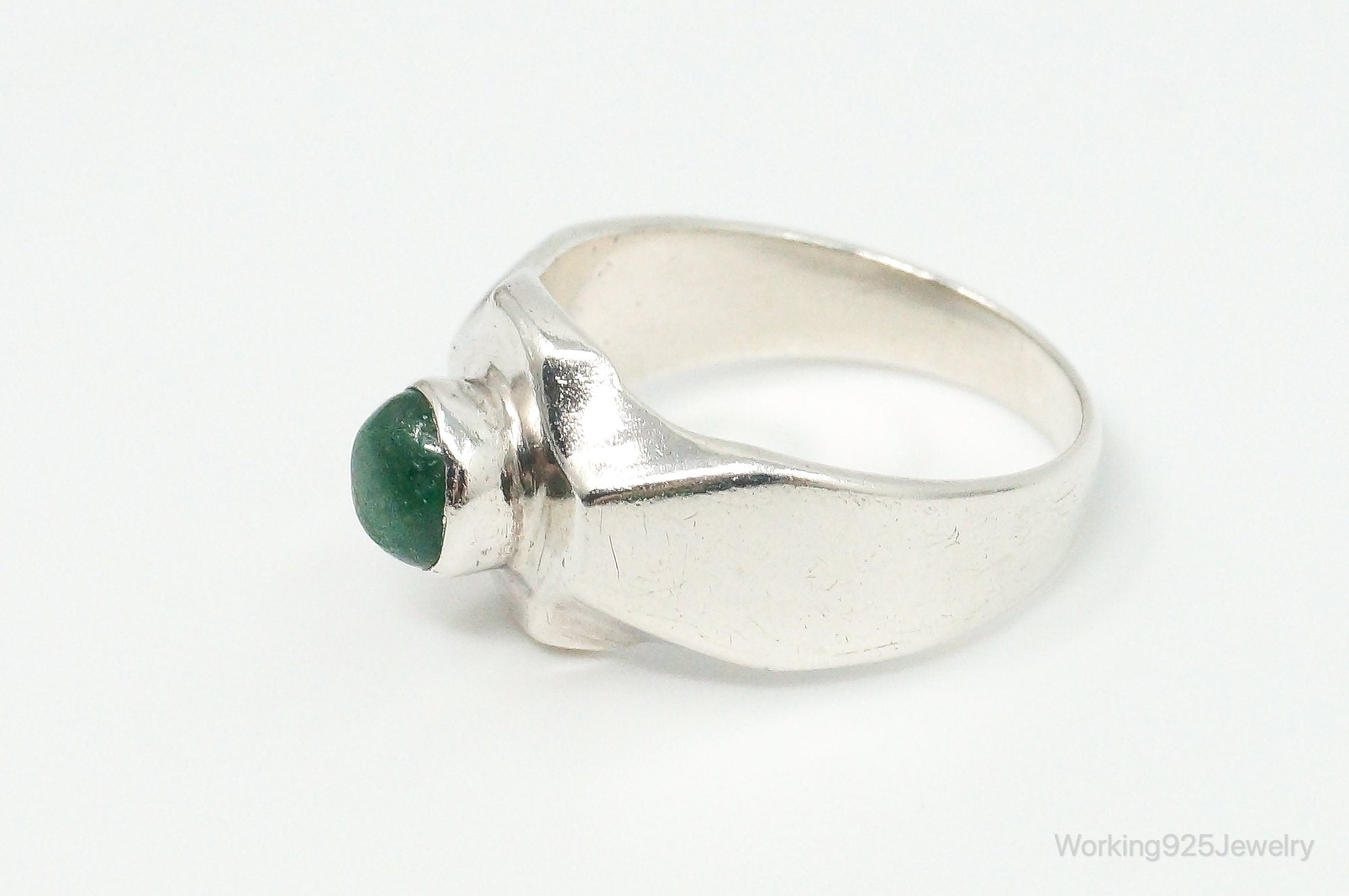 Vintage Aventurine Modernist Sterling Silver Ring - Size 8.75