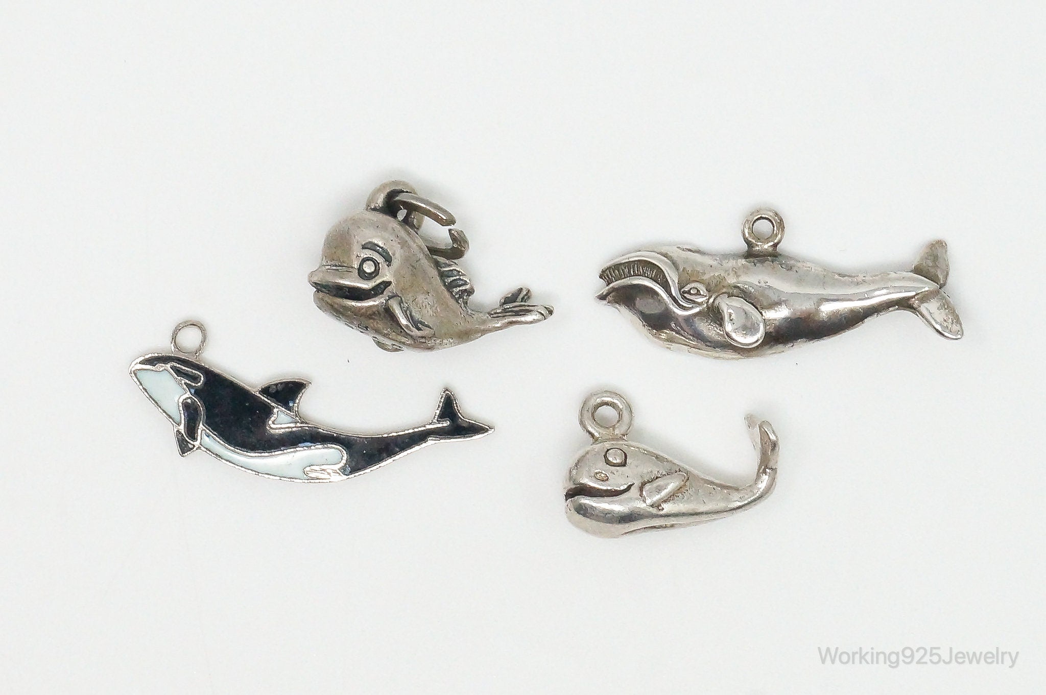 Vintage Antique Whales Sterling Silver Charms Lot