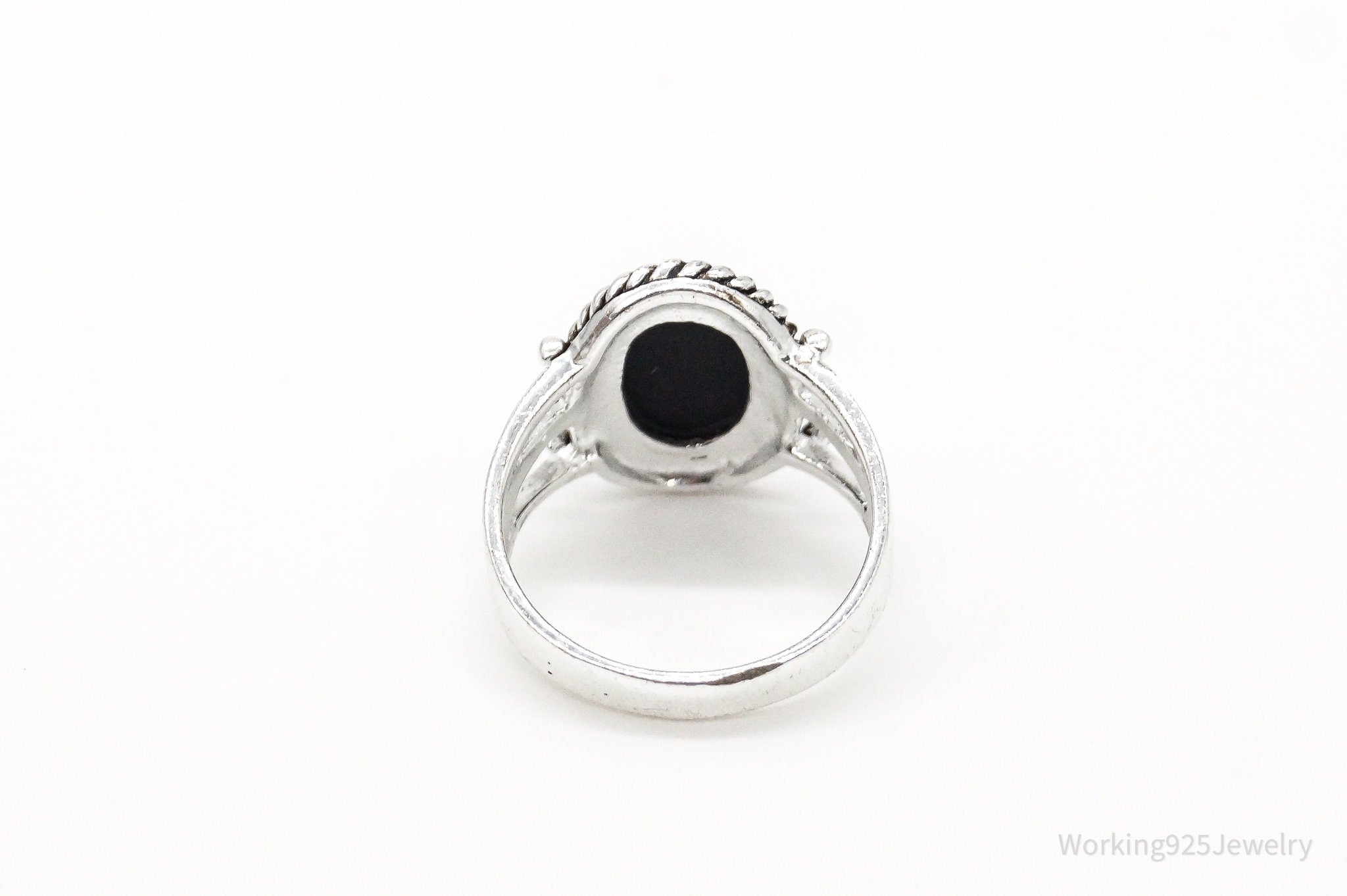 Vintage Black Onyx Sterling Silver Ring Size 5.75