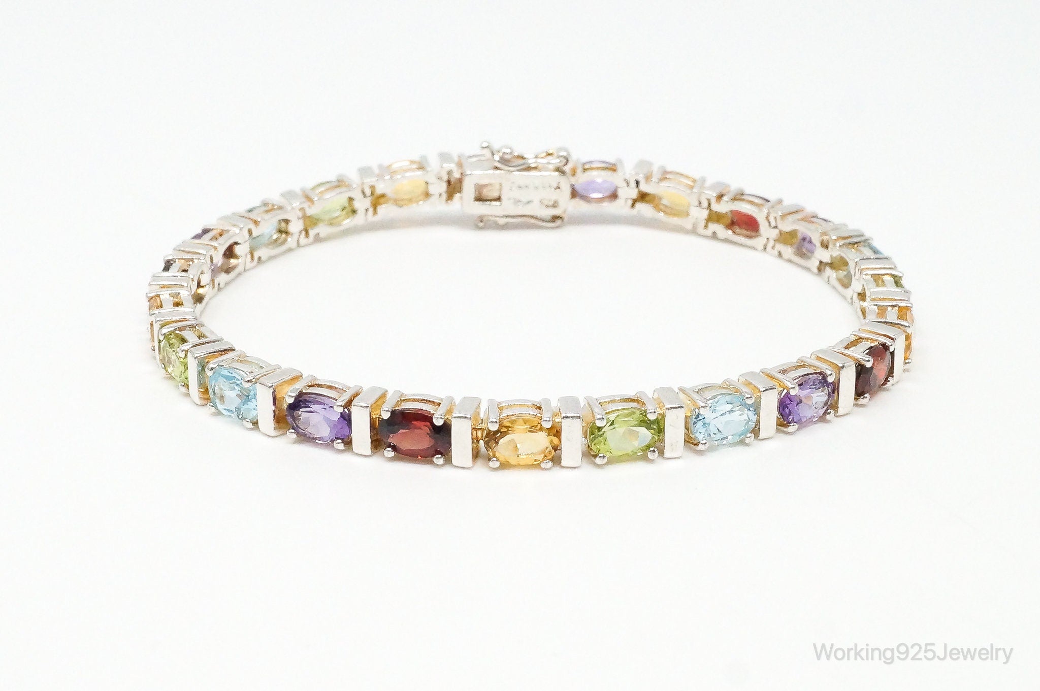 Vintage Designer Multi Gem Sterling Silver Bracelet