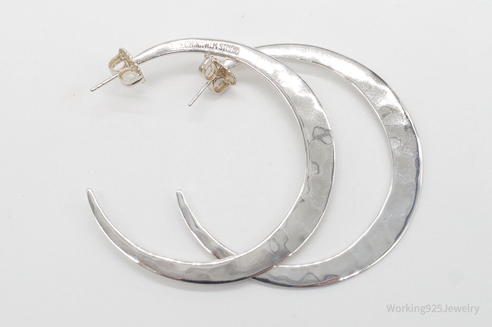 Designer RLM Studio Large Crescent Moons Sterling Silver Earrings