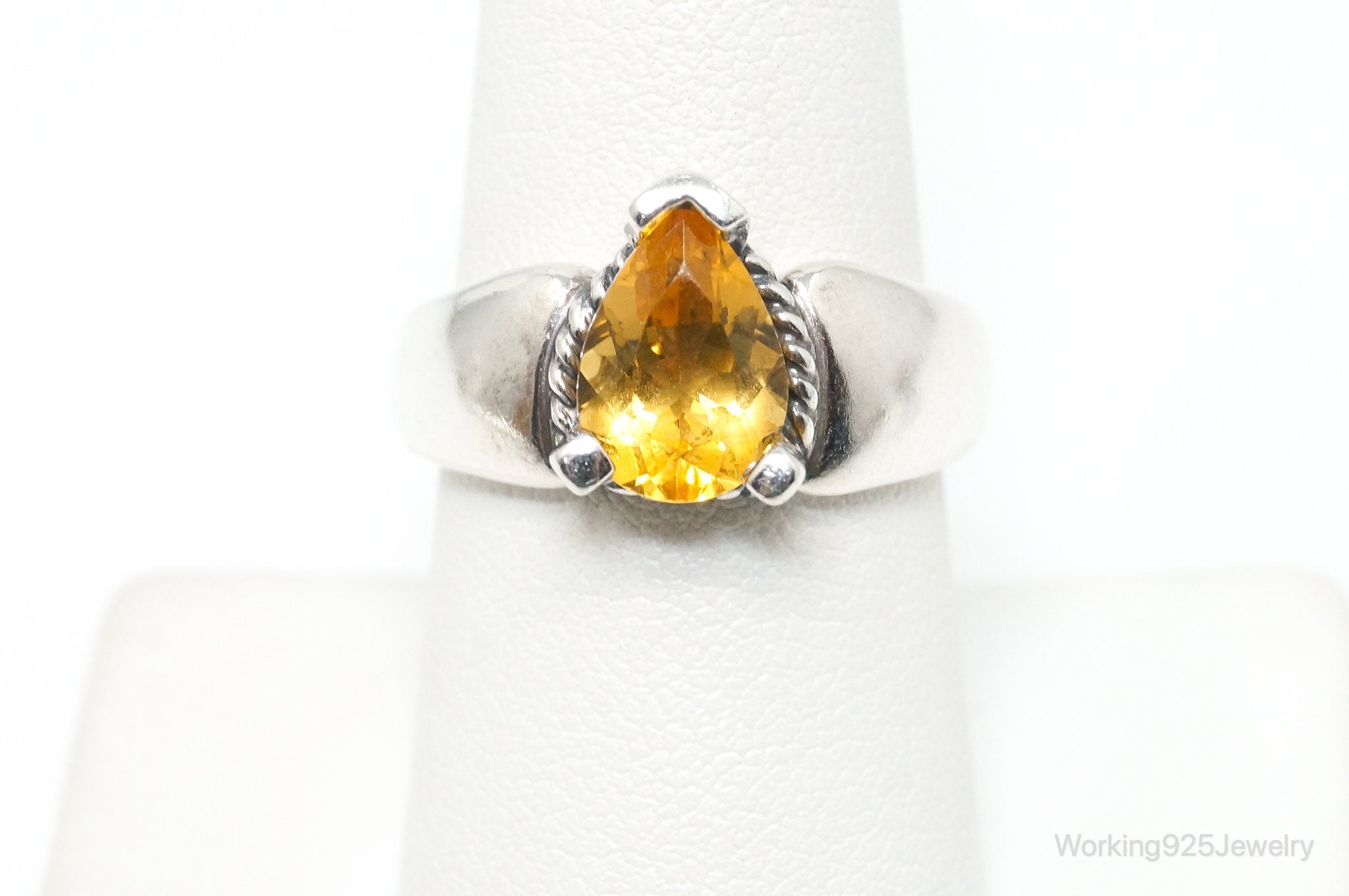 Vintage Designer KABANA Citrine Sterling Silver Ring - Size 7.75