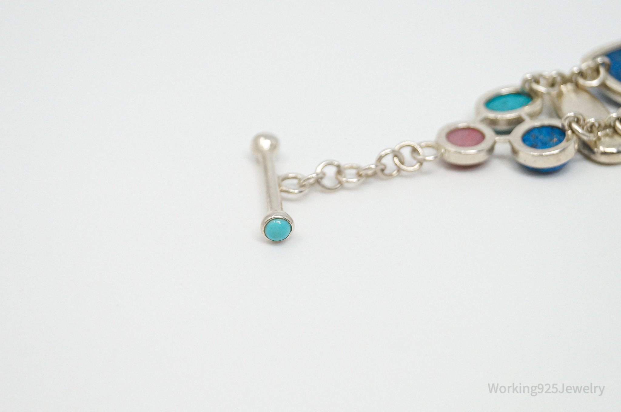 Designer Whitney Kelly WK Multi Gemstone Sterling Silver Toggle Bracelet